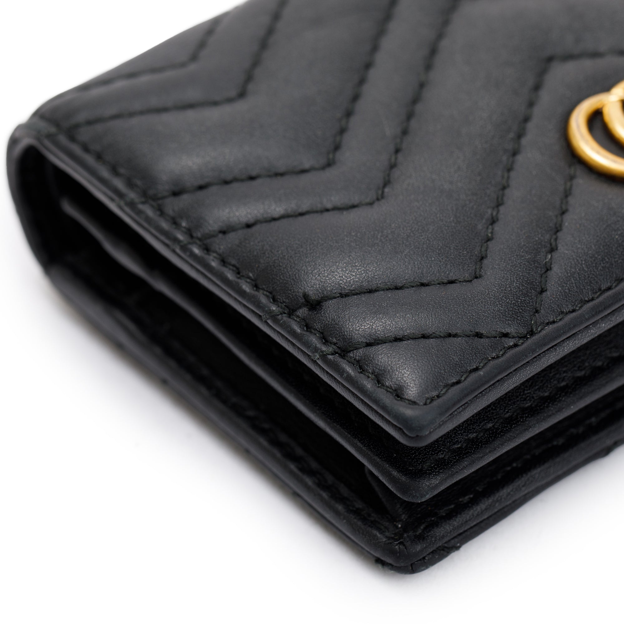 Gucci Black GG Marmont Matelasse Leather Card Case Wallet w/ Box