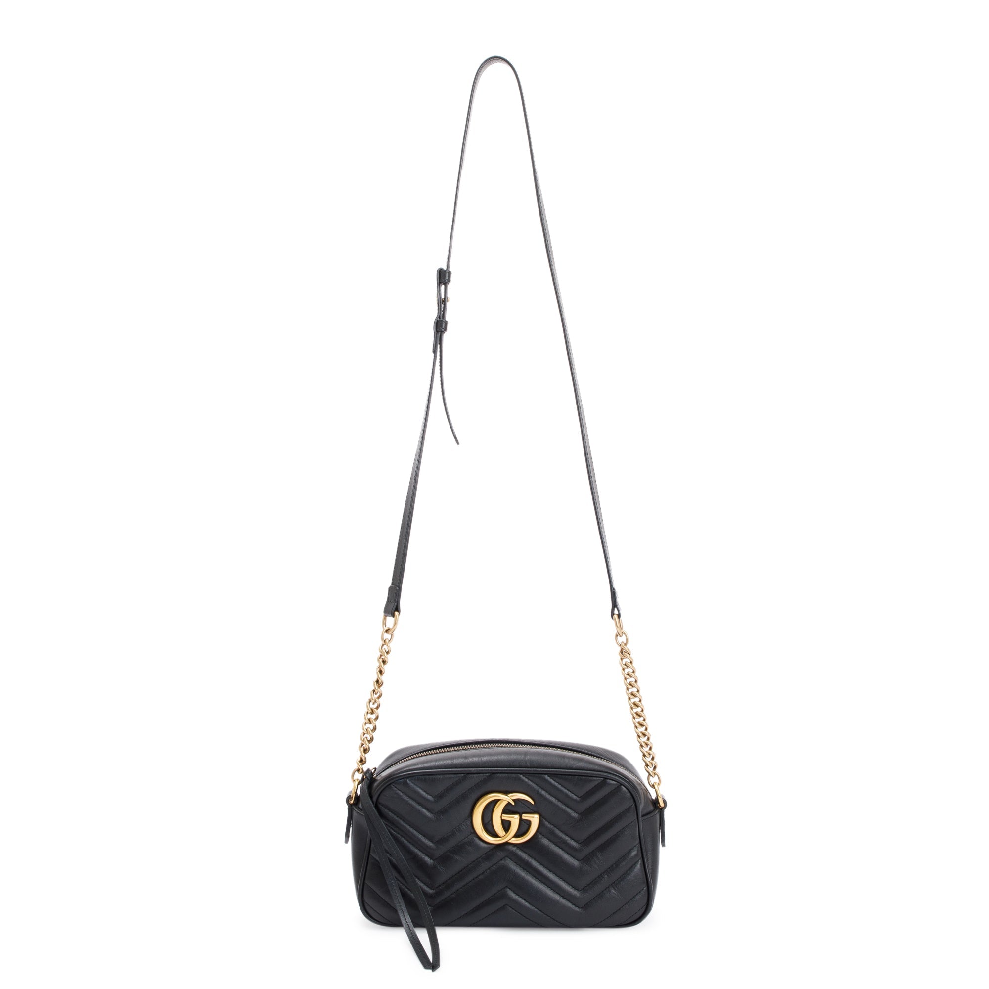 Gucci Black GG Marmont Matelasse Leather Small Shoulder Bag