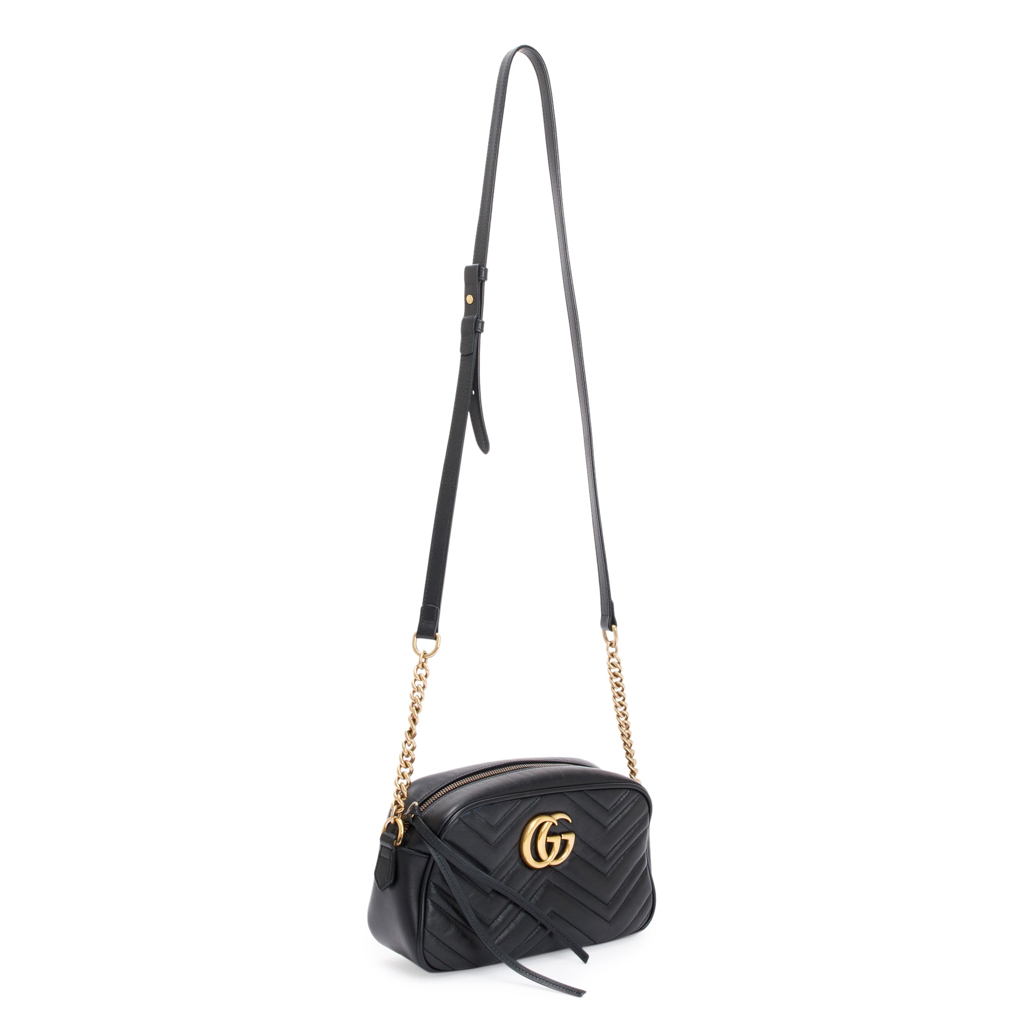 Gucci Black GG Marmont Matelasse Leather Small Shoulder Bag
