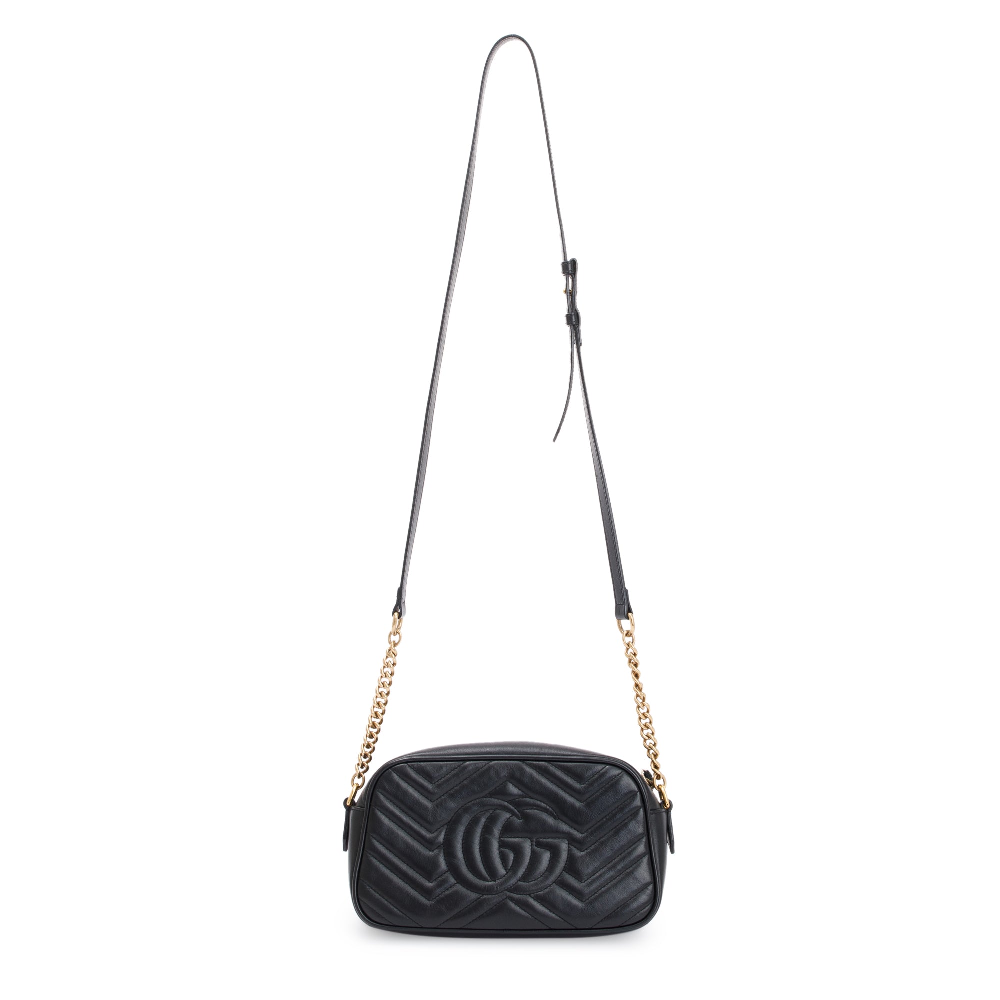 Gucci Black GG Marmont Matelasse Leather Small Shoulder Bag