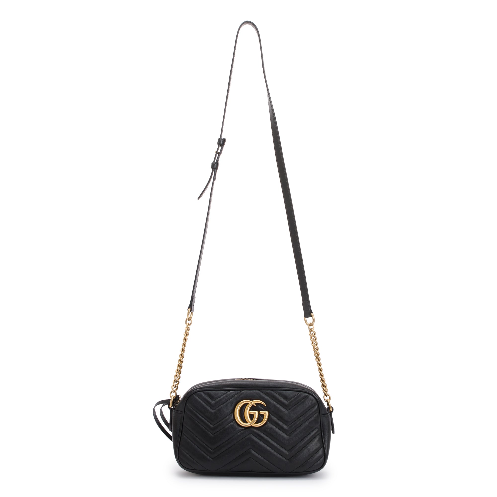 Gucci Black GG Marmont Matelasse Leather Small Shoulder Bag w/ Box