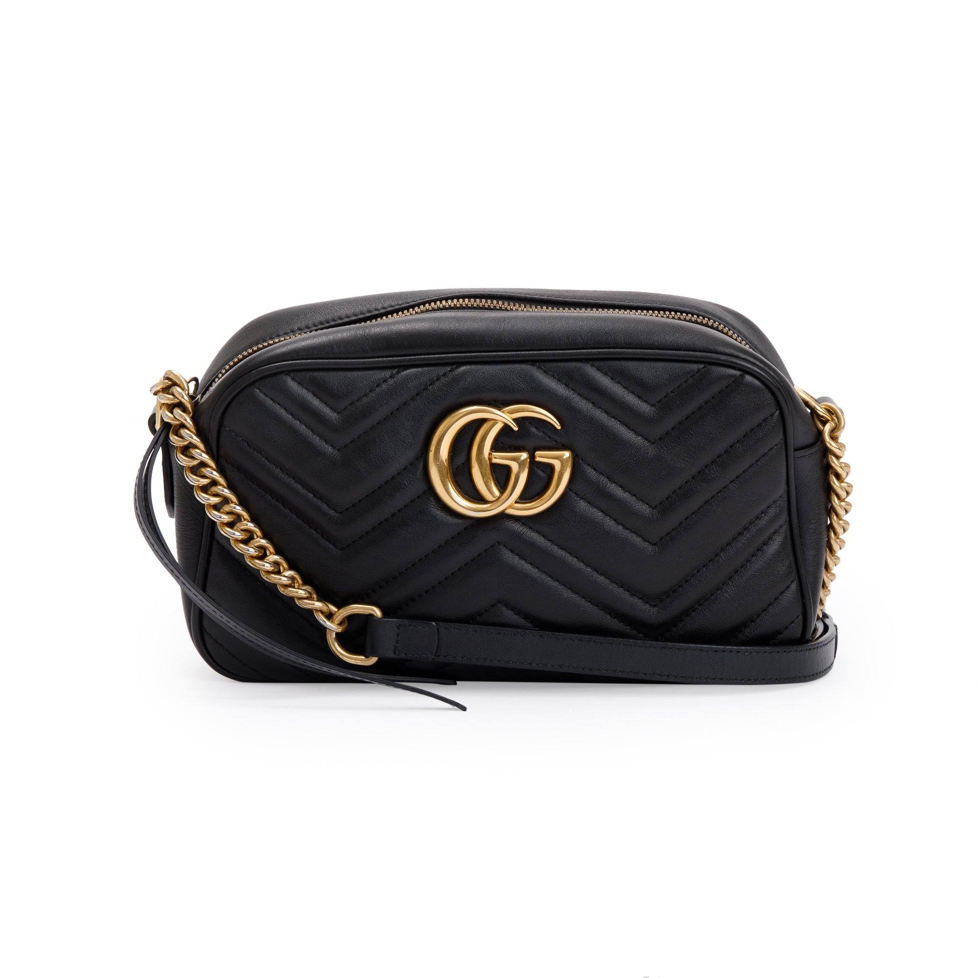 Gucci Black GG Marmont Matelasse Leather Small Shoulder Bag w/ Box