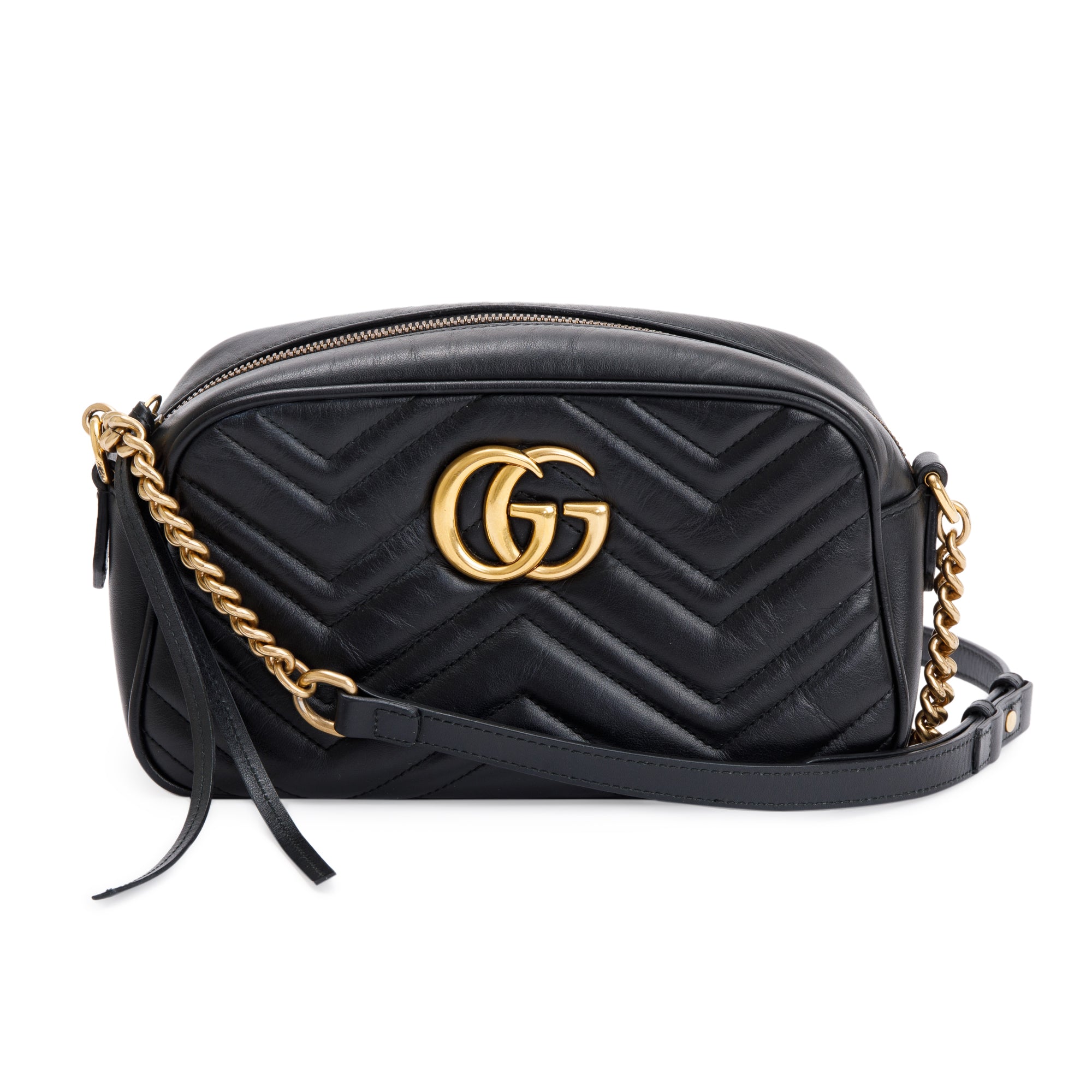 Gucci Black GG Marmont Matelasse Leather Small Shoulder Bag