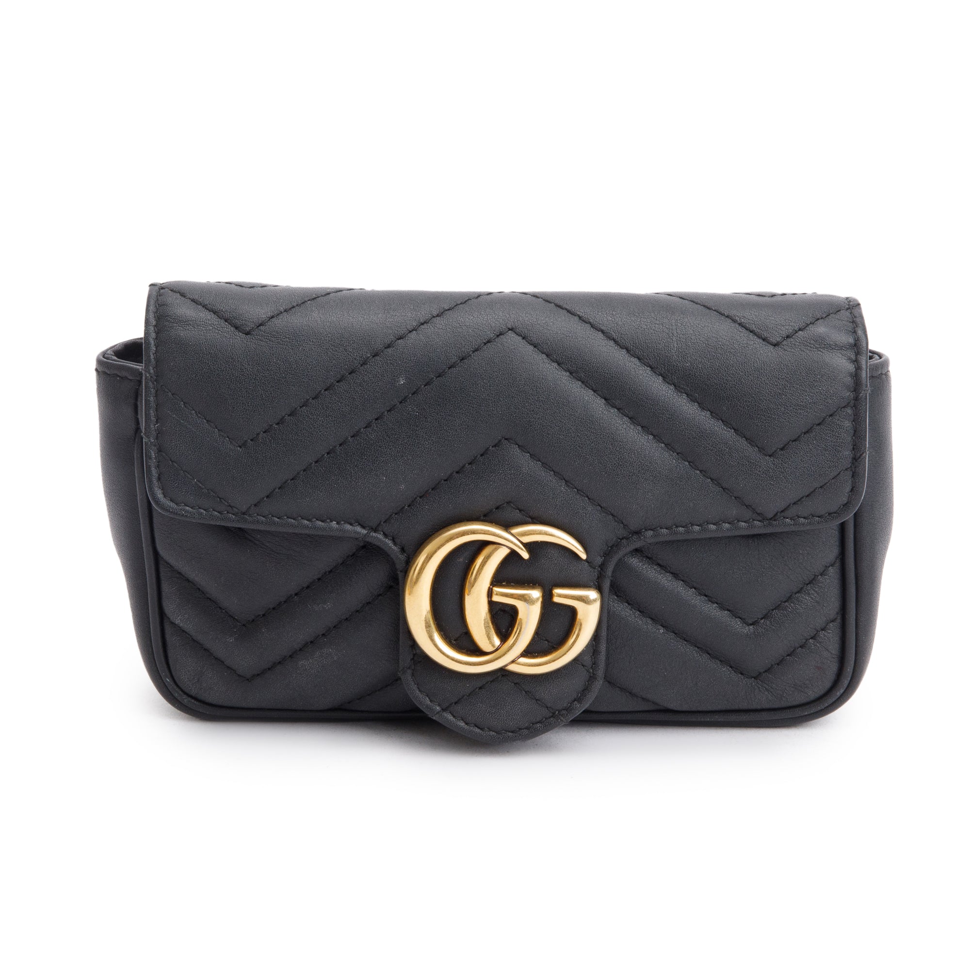 Gucci Black GG Marmont Matelasse Leather Super Mini Bag