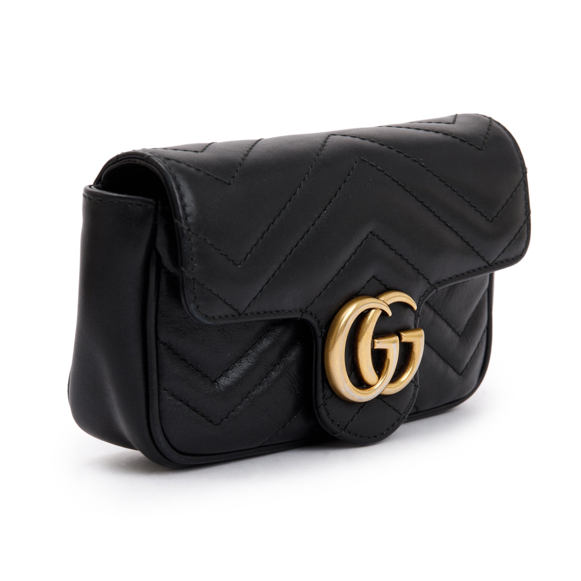 Gucci Black GG Marmont Matelasse Leather Super Mini Bag