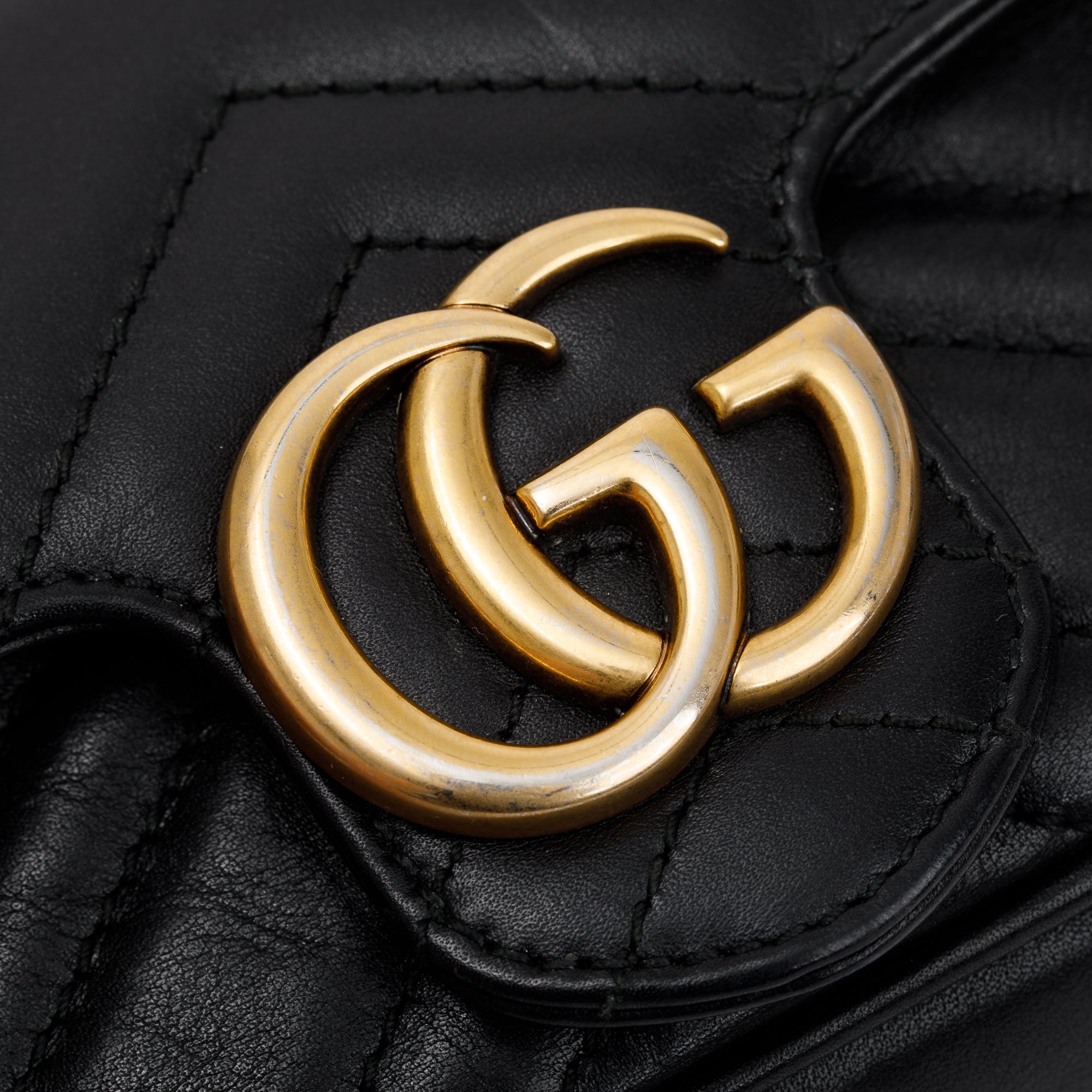 Gucci Black GG Marmont Matelasse Leather Super Mini Bag
