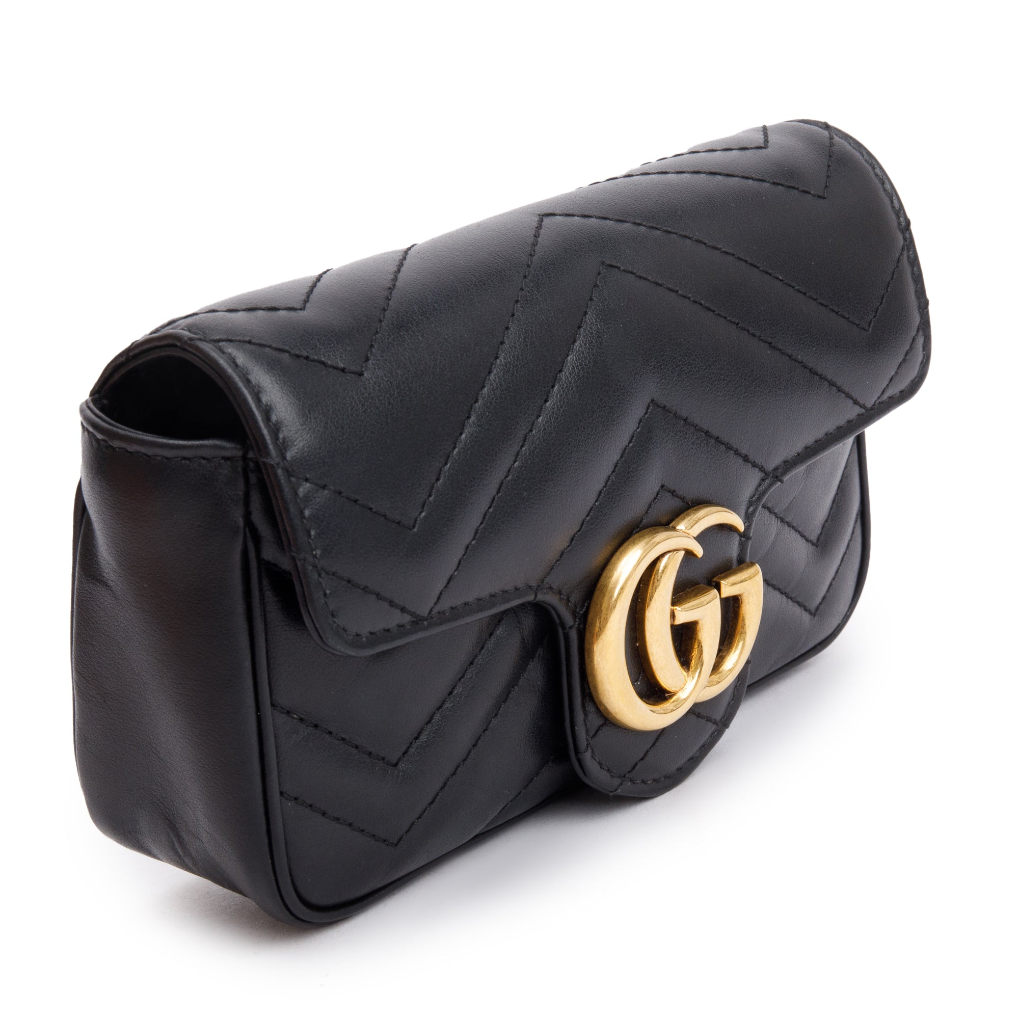 Gucci Black GG Marmont Matelasse Leather Super Mini Bag w/ Box