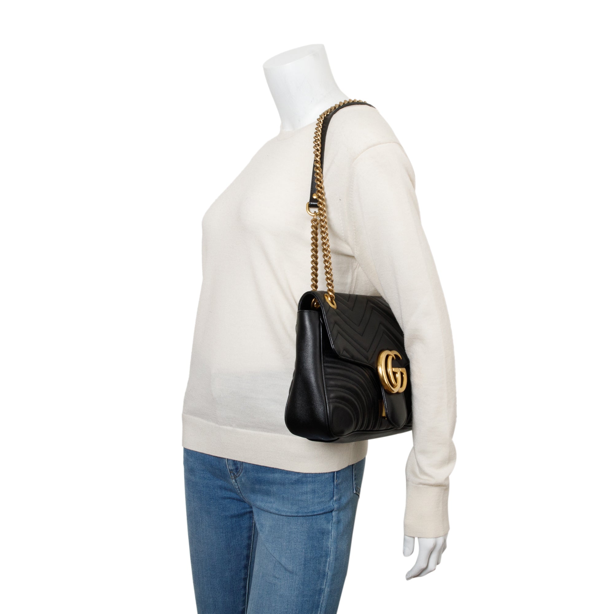 Gucci Black GG Marmont Matelasse Medium Shoulder Bag