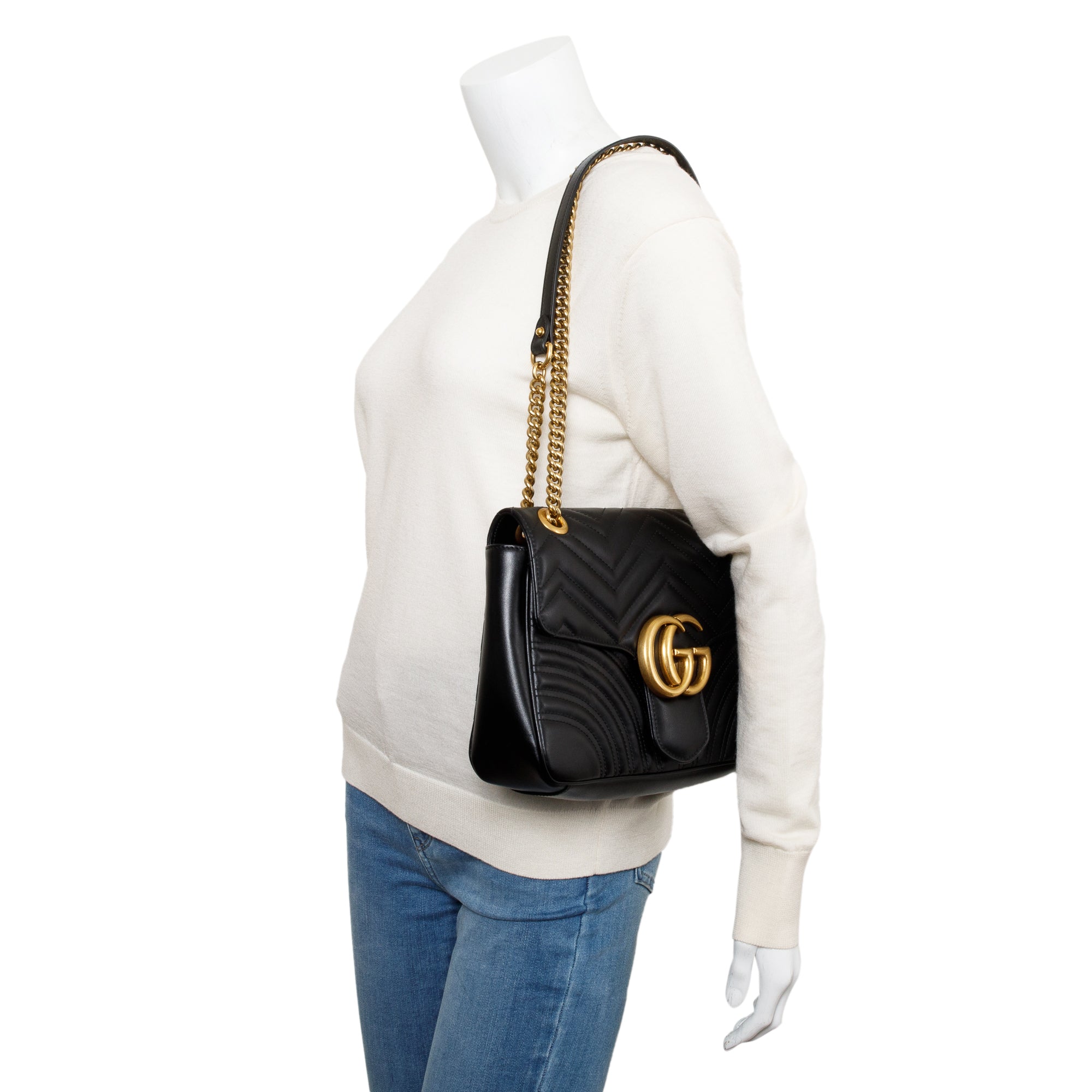 Gucci Black GG Marmont Matelasse Medium Shoulder Bag