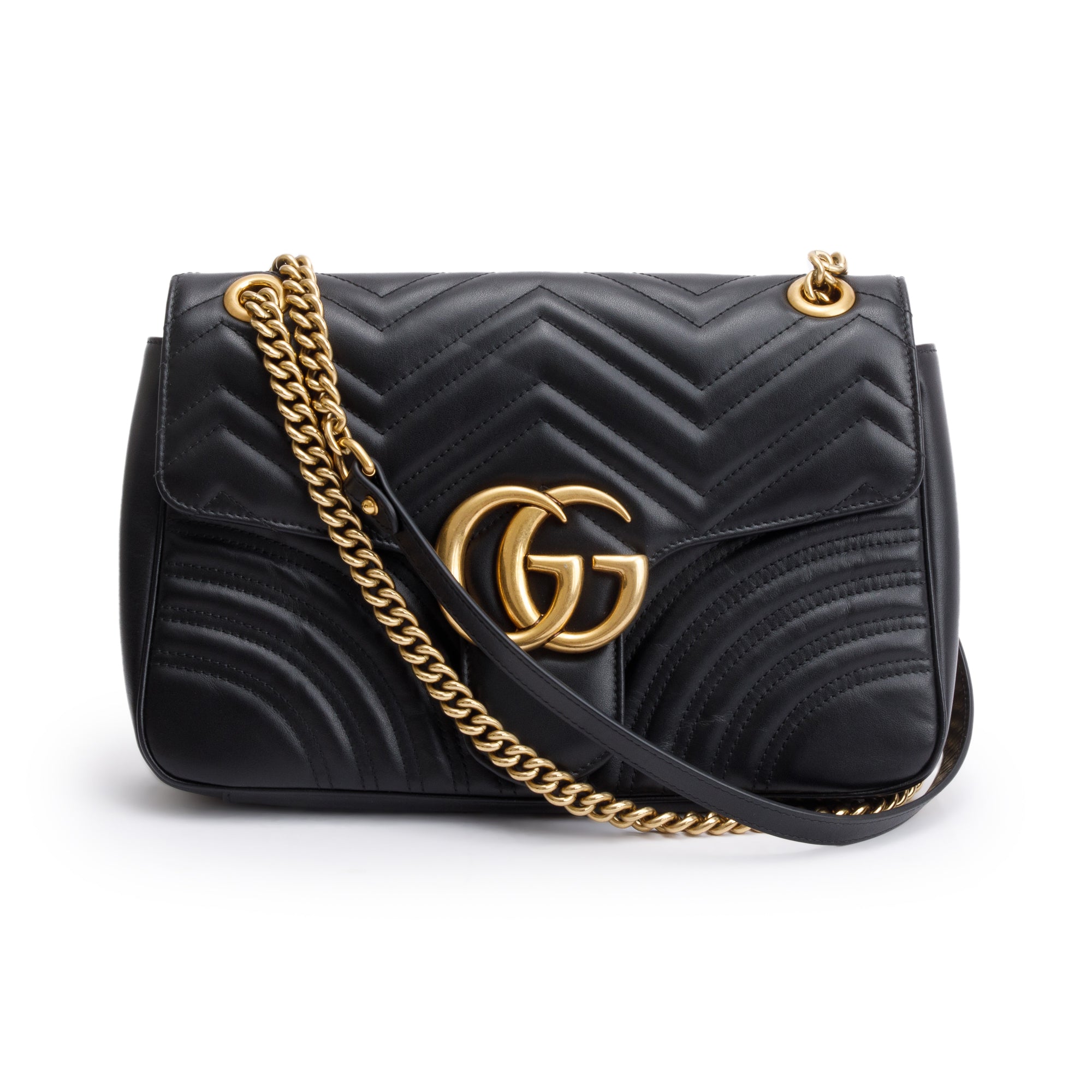 Gucci Black GG Marmont Matelasse Medium Shoulder Bag