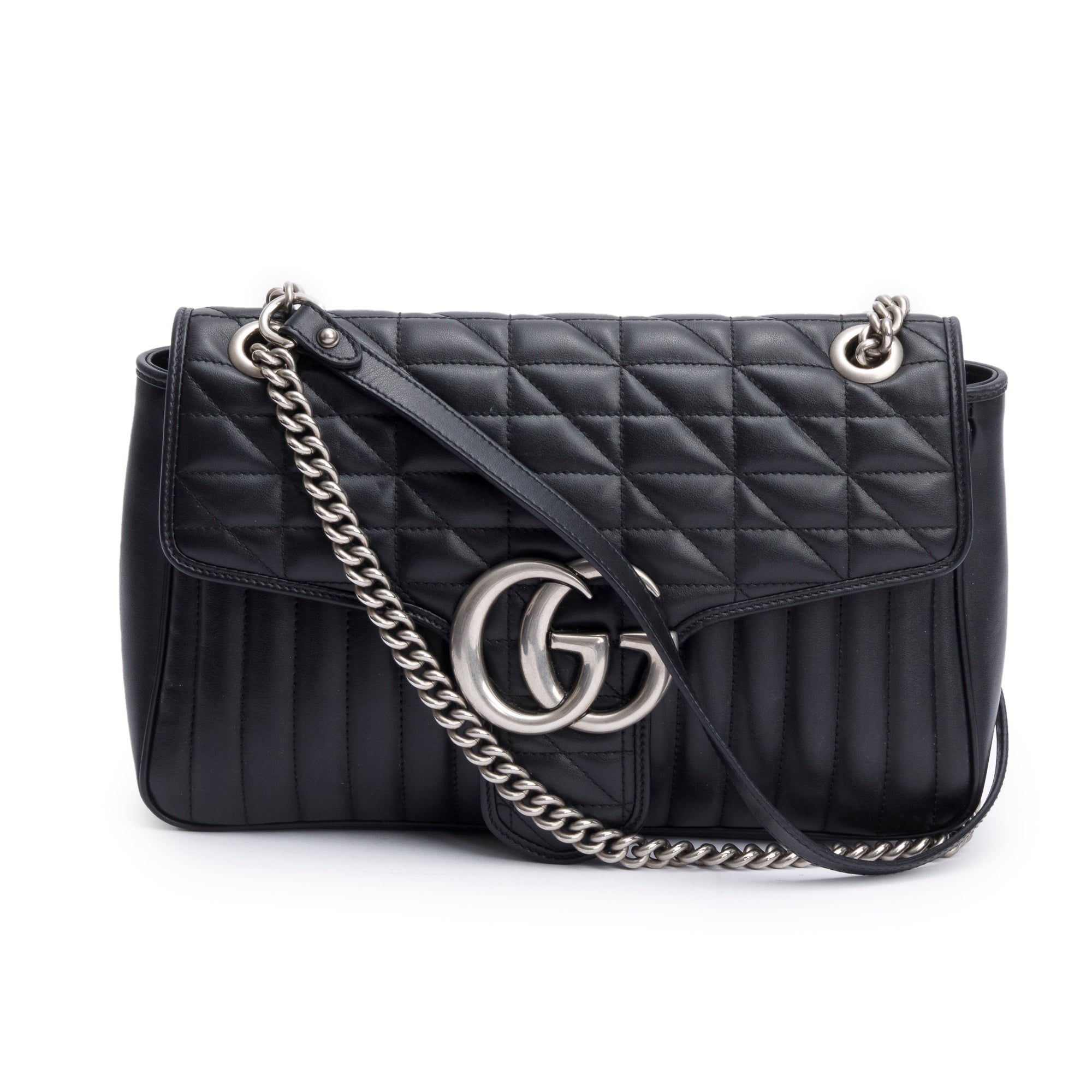 Gucci Black GG Marmont Matelasse Medium Shoulder Bag
