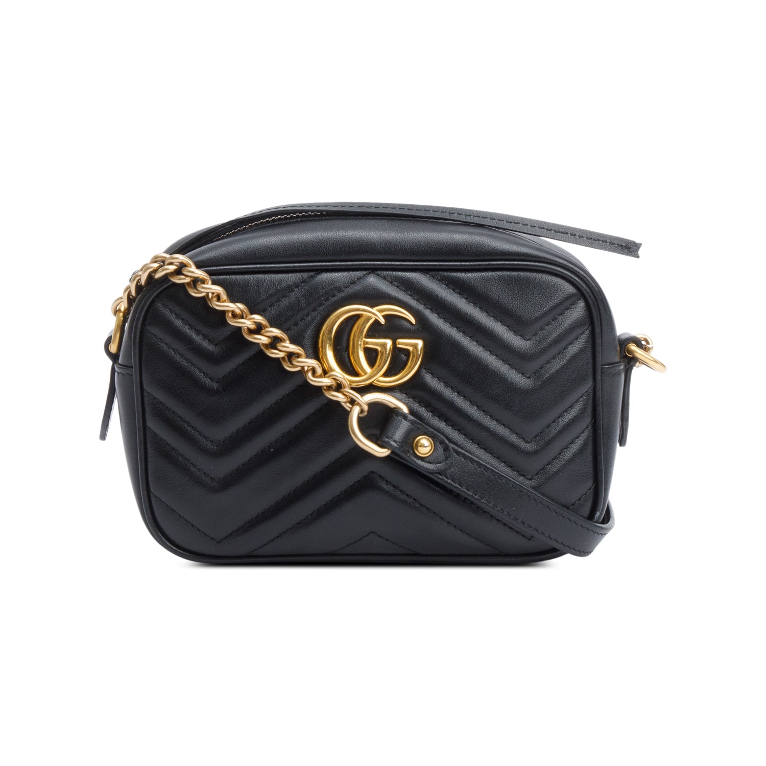 Gucci Black GG Marmont Matelasse Mini Camera Bag w/ Box