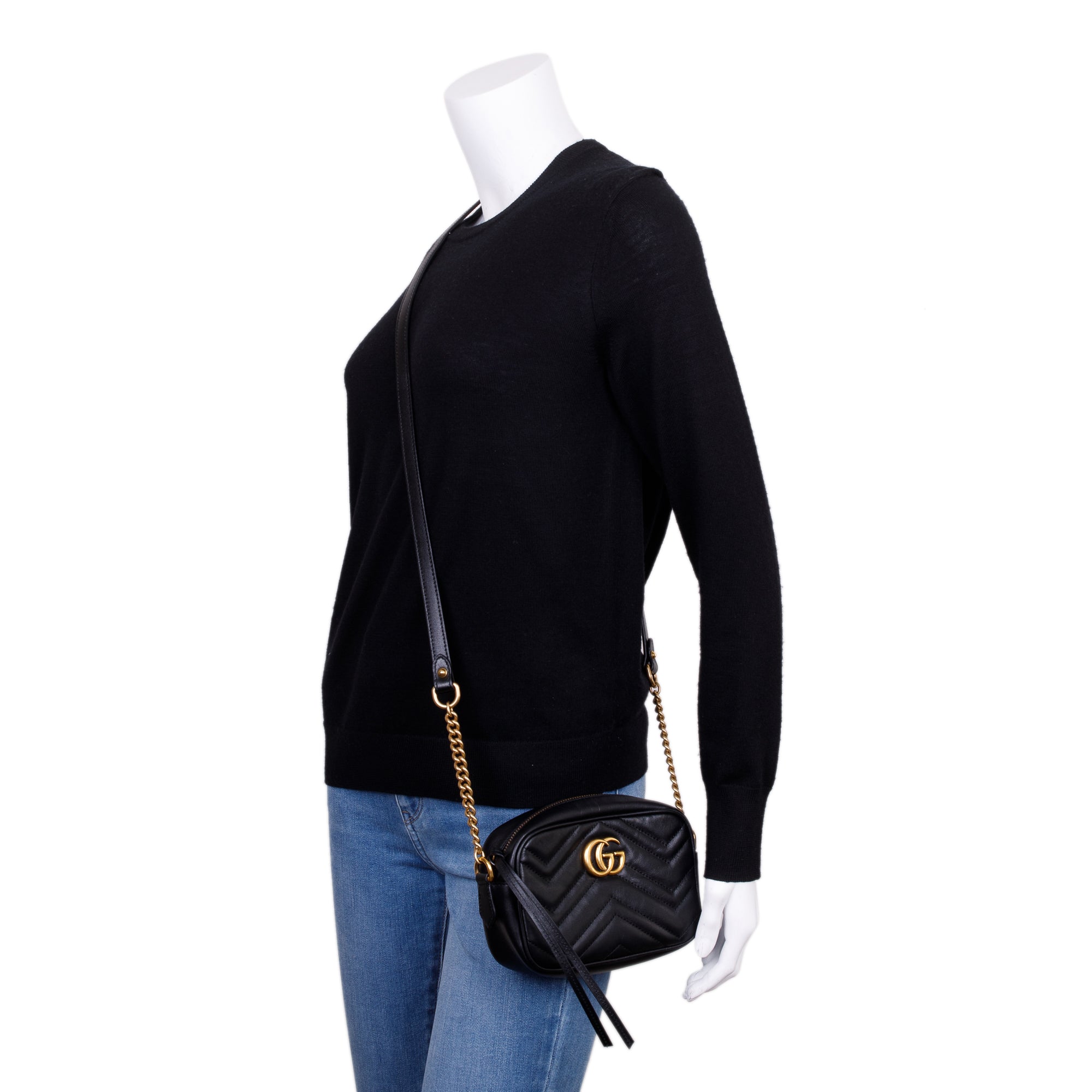 Gucci Black GG Marmont Matelasse Mini Shoulder Bag