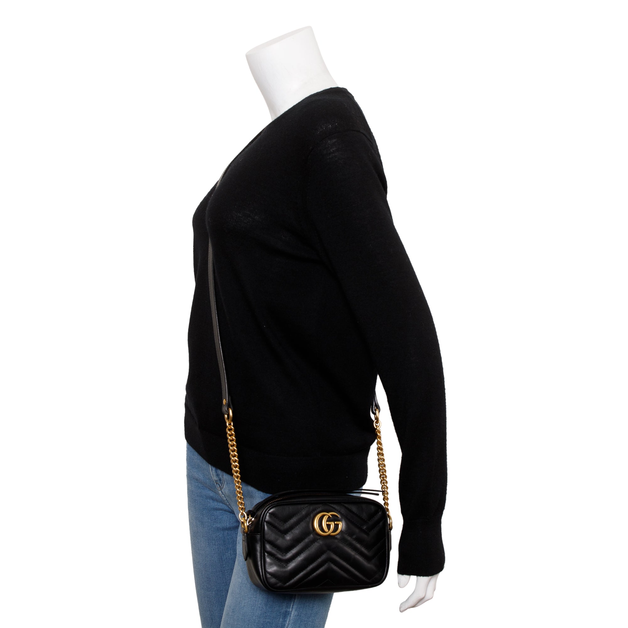 Gucci Black GG Marmont Matelasse Mini Shoulder Bag