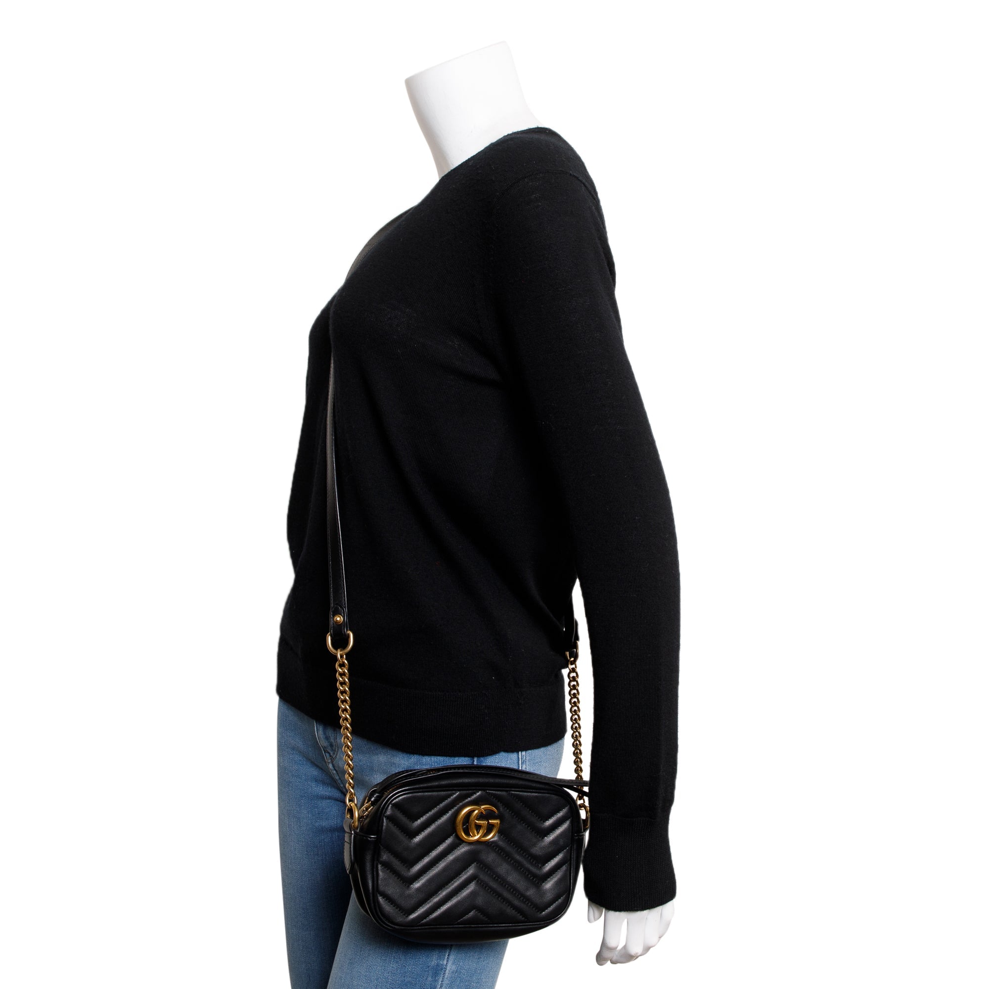 Gucci Black GG Marmont Matelasse Mini Shoulder Bag