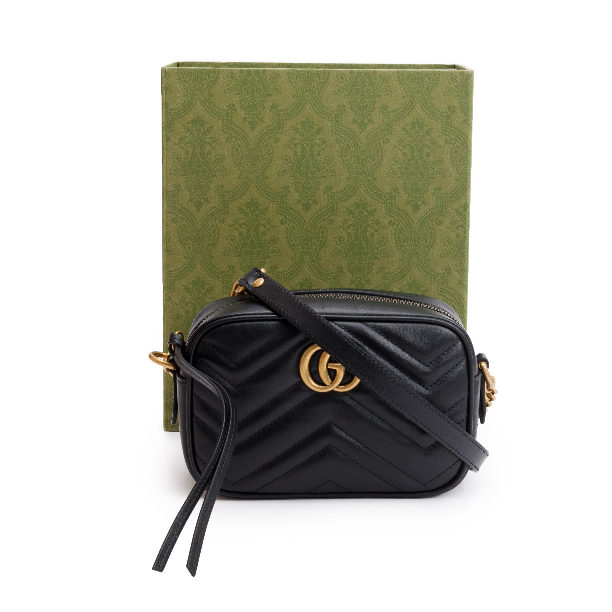 Gucci Black GG Marmont Matelasse Mini Shoulder Bag w/ Box