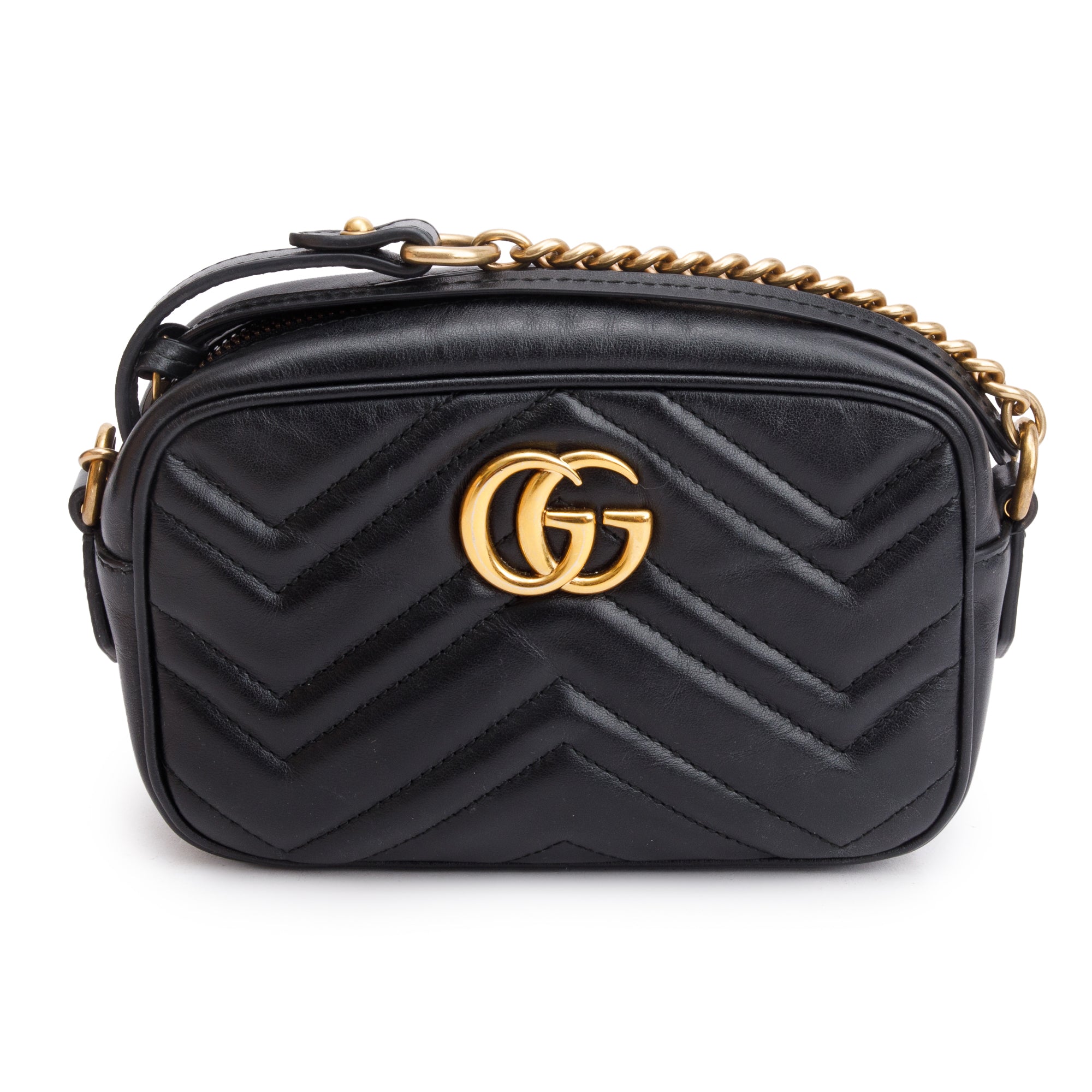 Gucci Black GG Marmont Matelasse Mini Shoulder Bag w/ Box