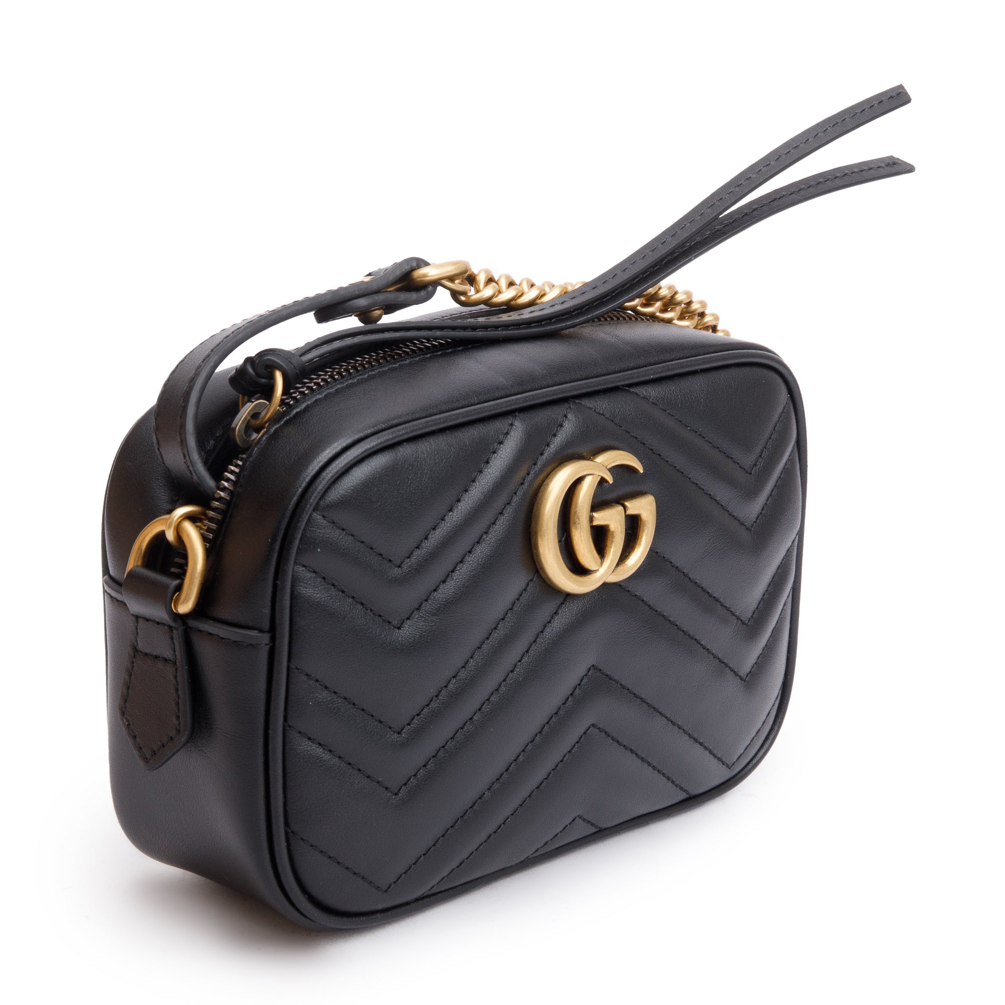Gucci Black GG Marmont Matelasse Mini Shoulder Bag w/ Box