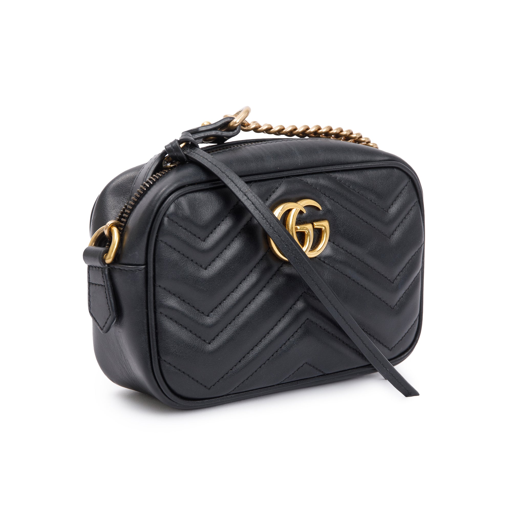 Gucci Black GG Marmont Matelasse Mini Shoulder Bag w/ Box