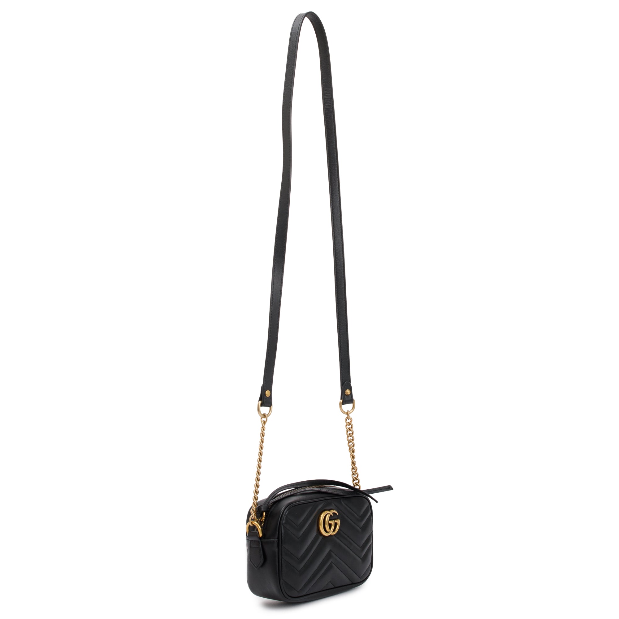 Gucci Black GG Marmont Matelasse Mini Shoulder Bag w/ Box