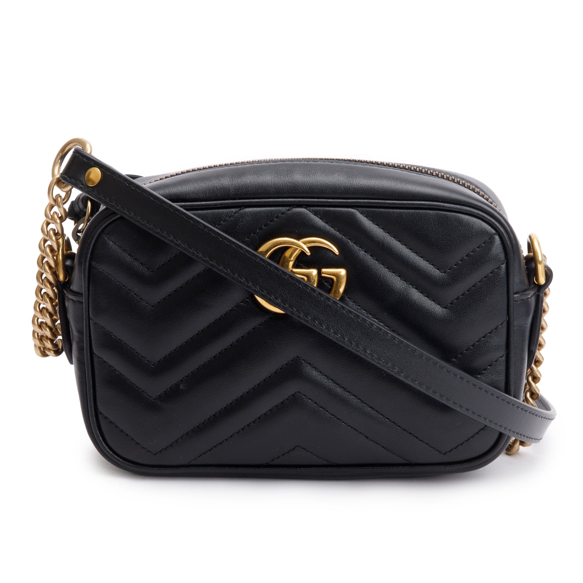 Gucci Black GG Marmont Matelasse Mini Shoulder Bag w/ Box