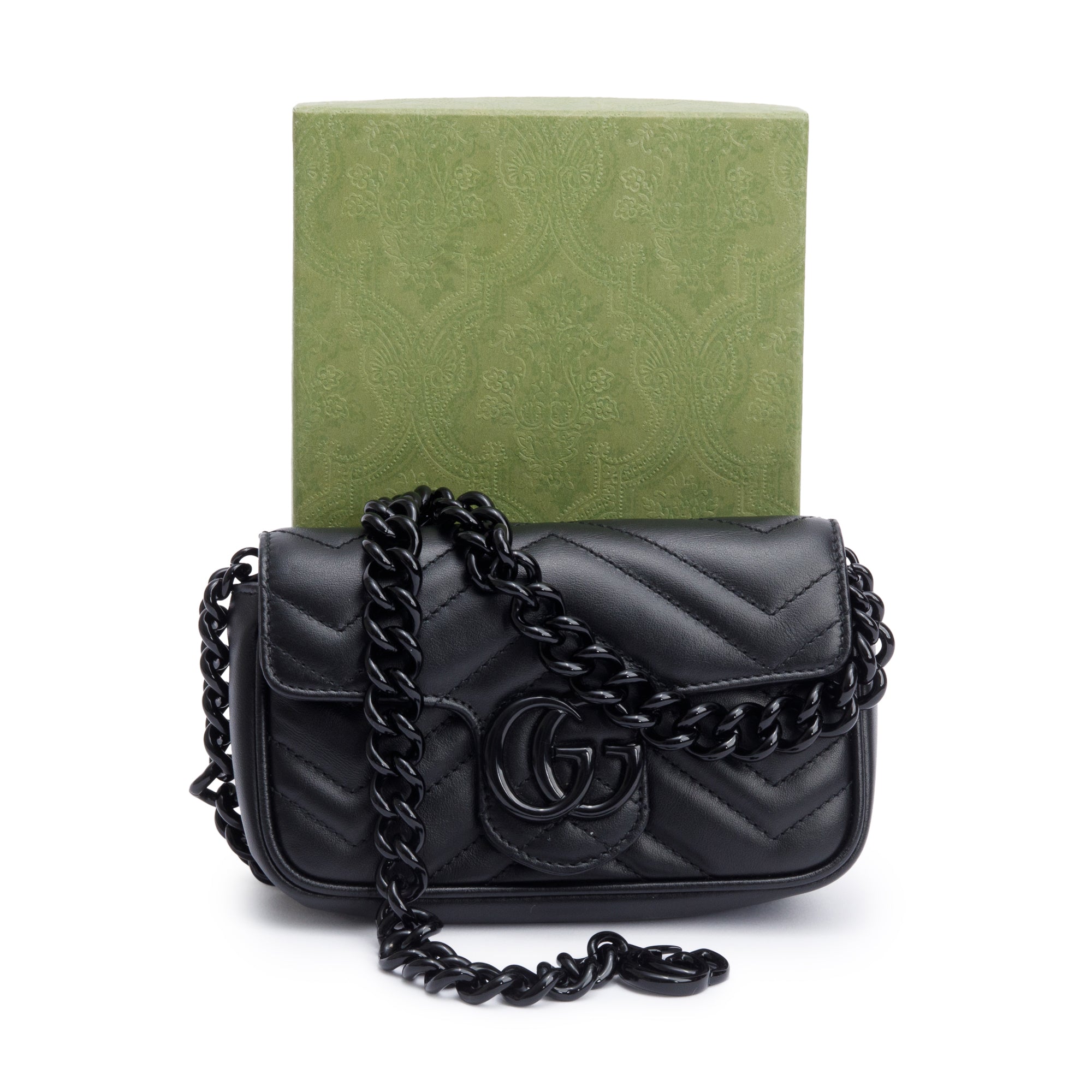 Gucci Black GG Marmont Matelasse Monochrome Belt Bag w/ Box