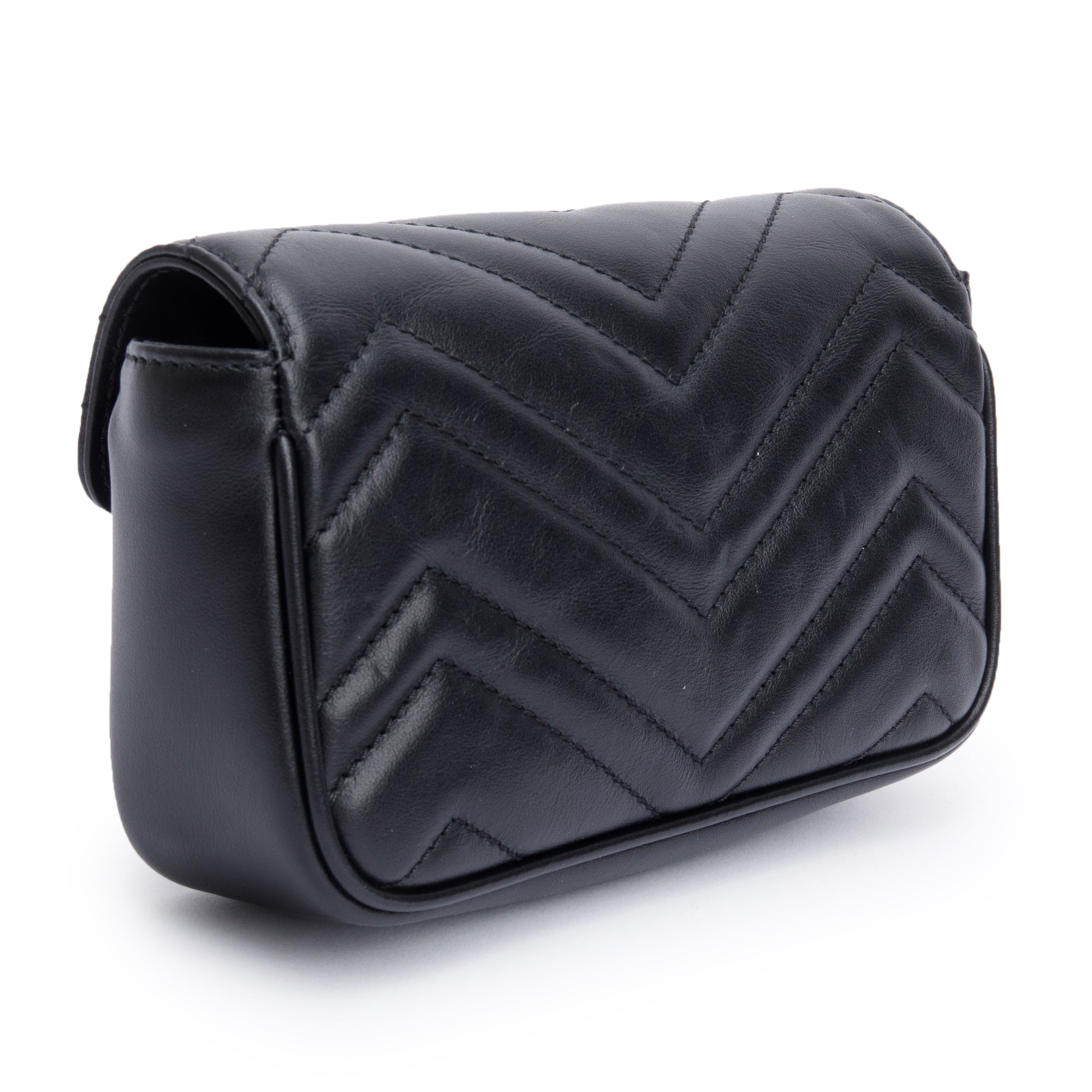 Gucci Black GG Marmont Matelasse Monochrome Belt Bag w/ Box