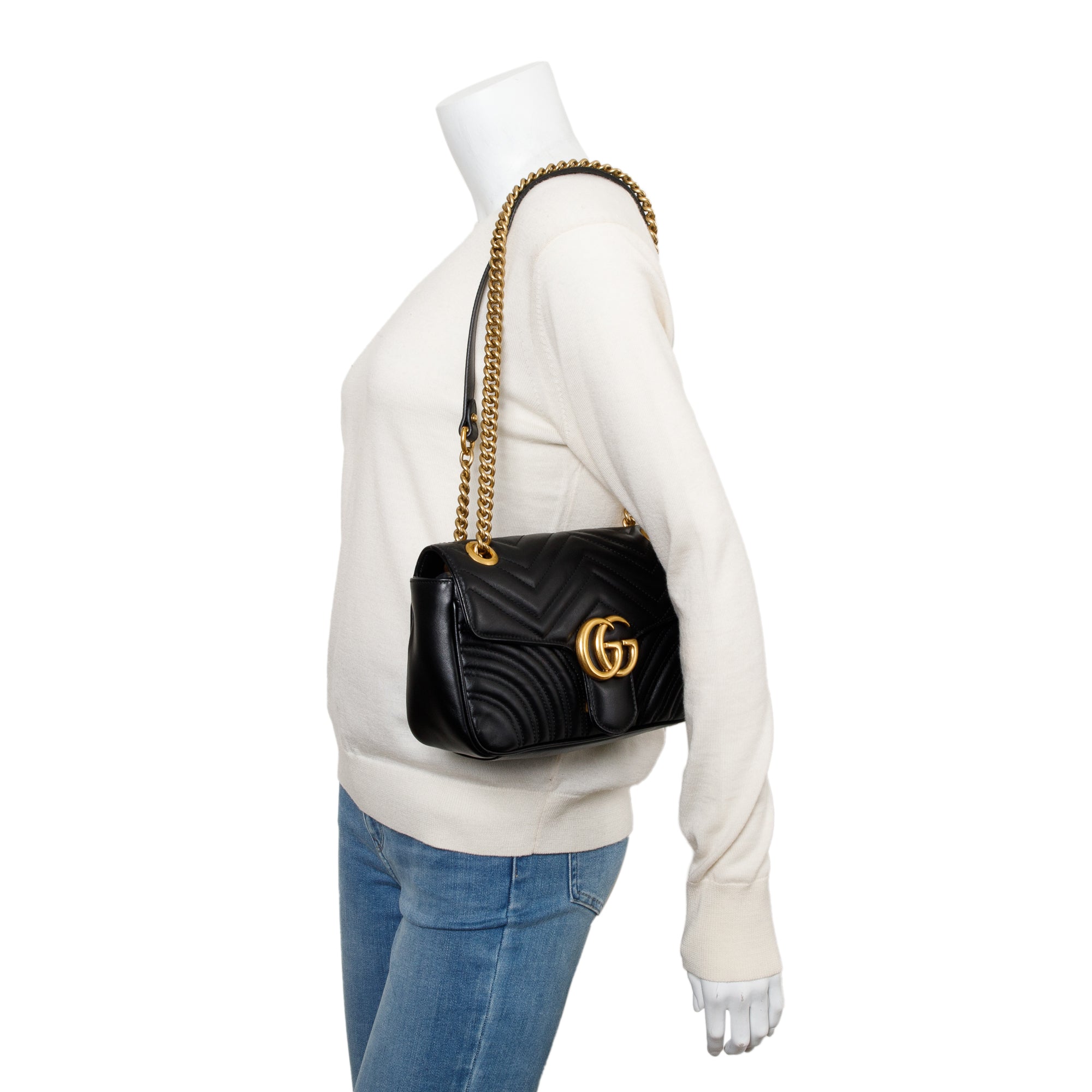 Gucci Black GG Marmont Matelasse Small Shoulder Bag