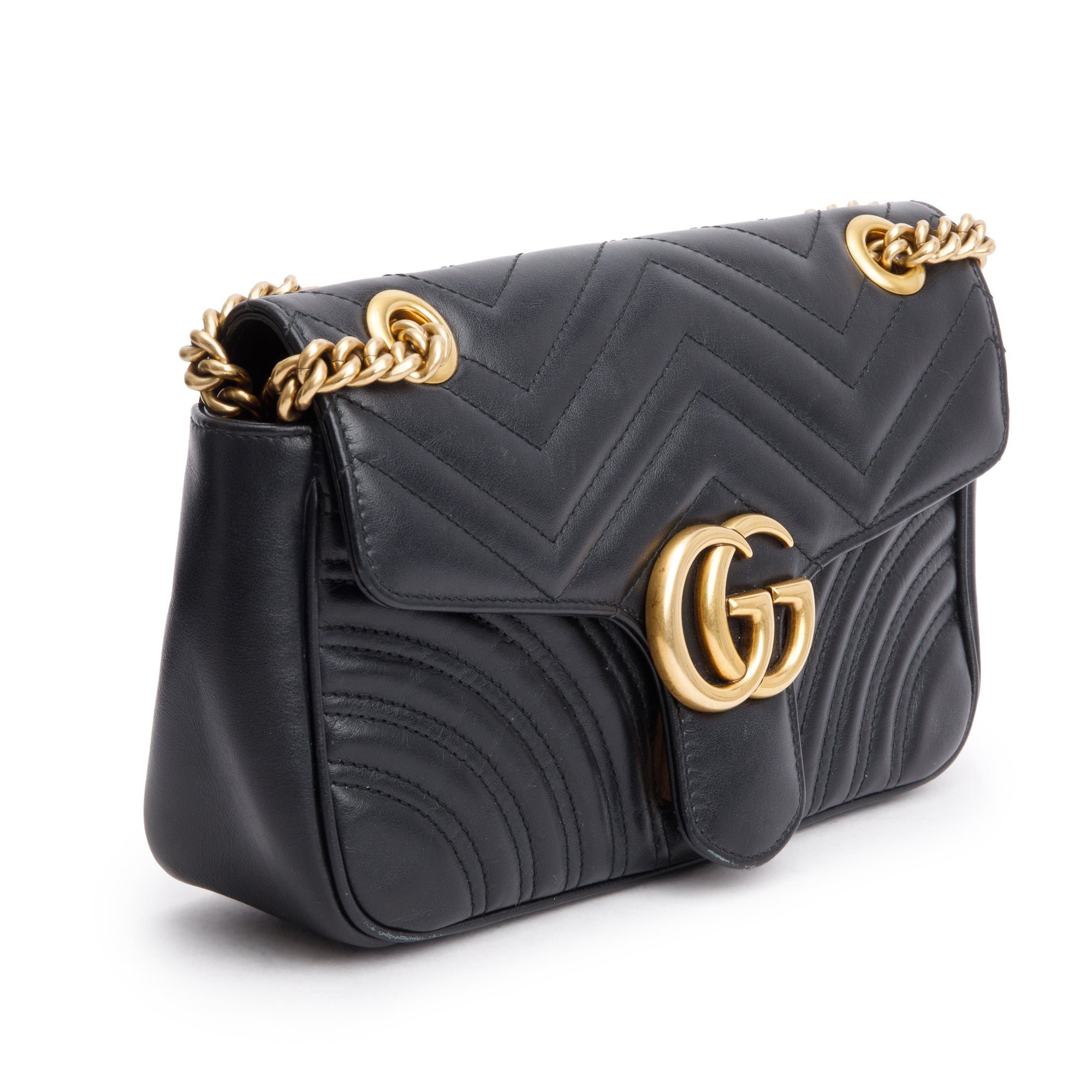 Gucci Black GG Marmont Matelasse Small Shoulder Bag