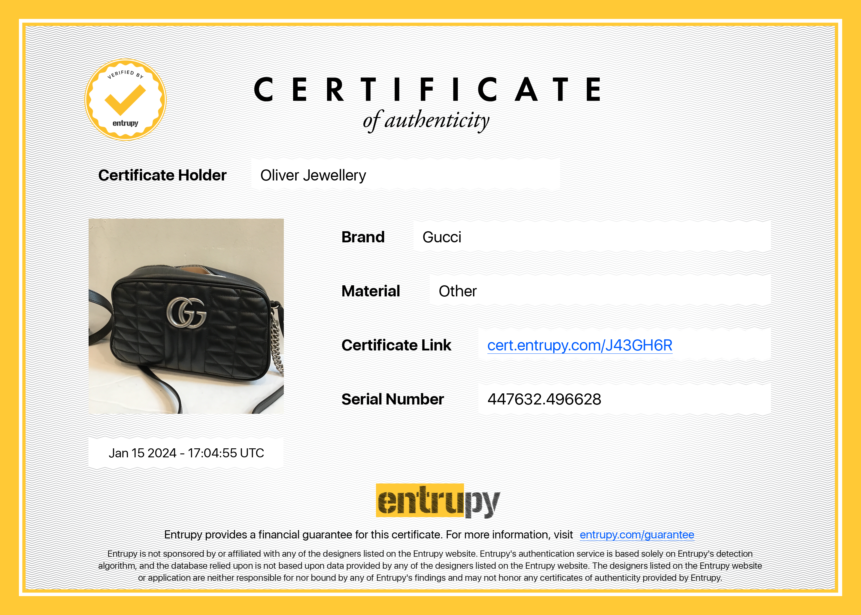 Gucci Black GG Marmont Matelasse Small Shoulder Bag w/ Box