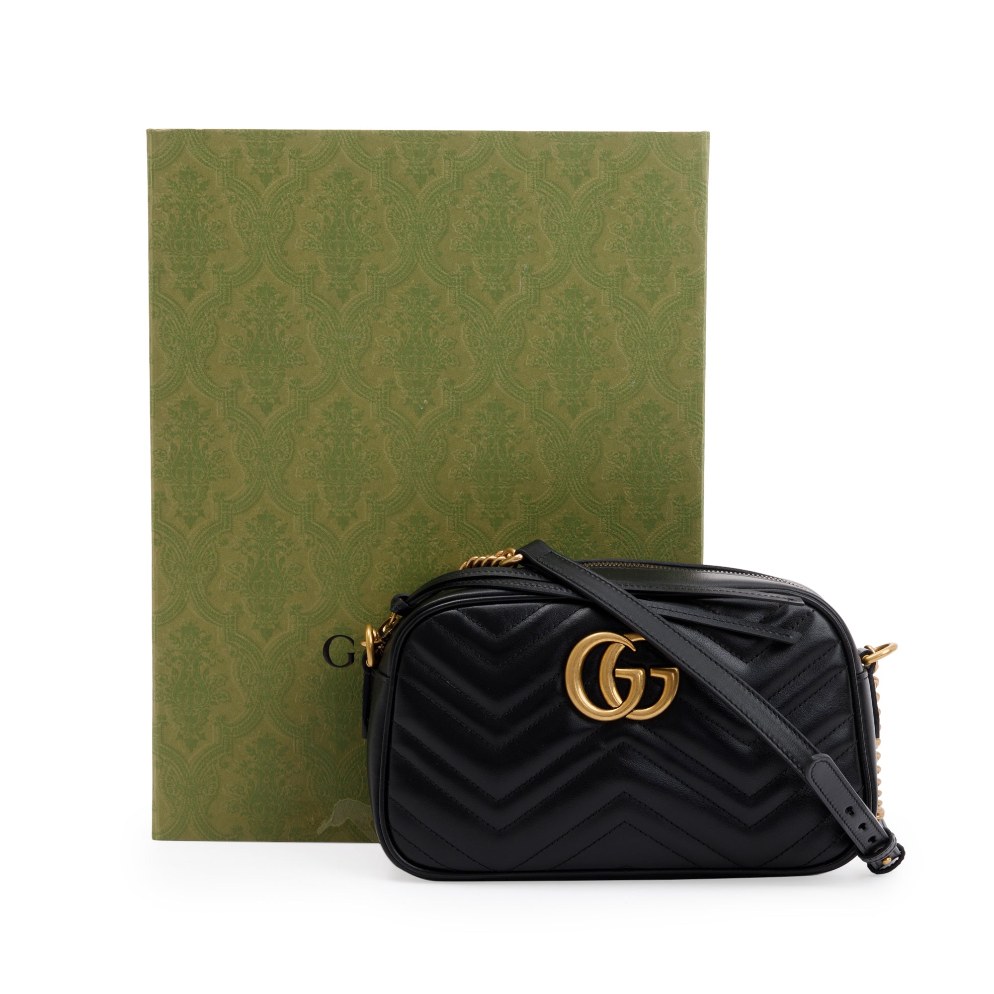 Gucci Black GG Marmont Matelasse Small Shoulder Bag w/ Box