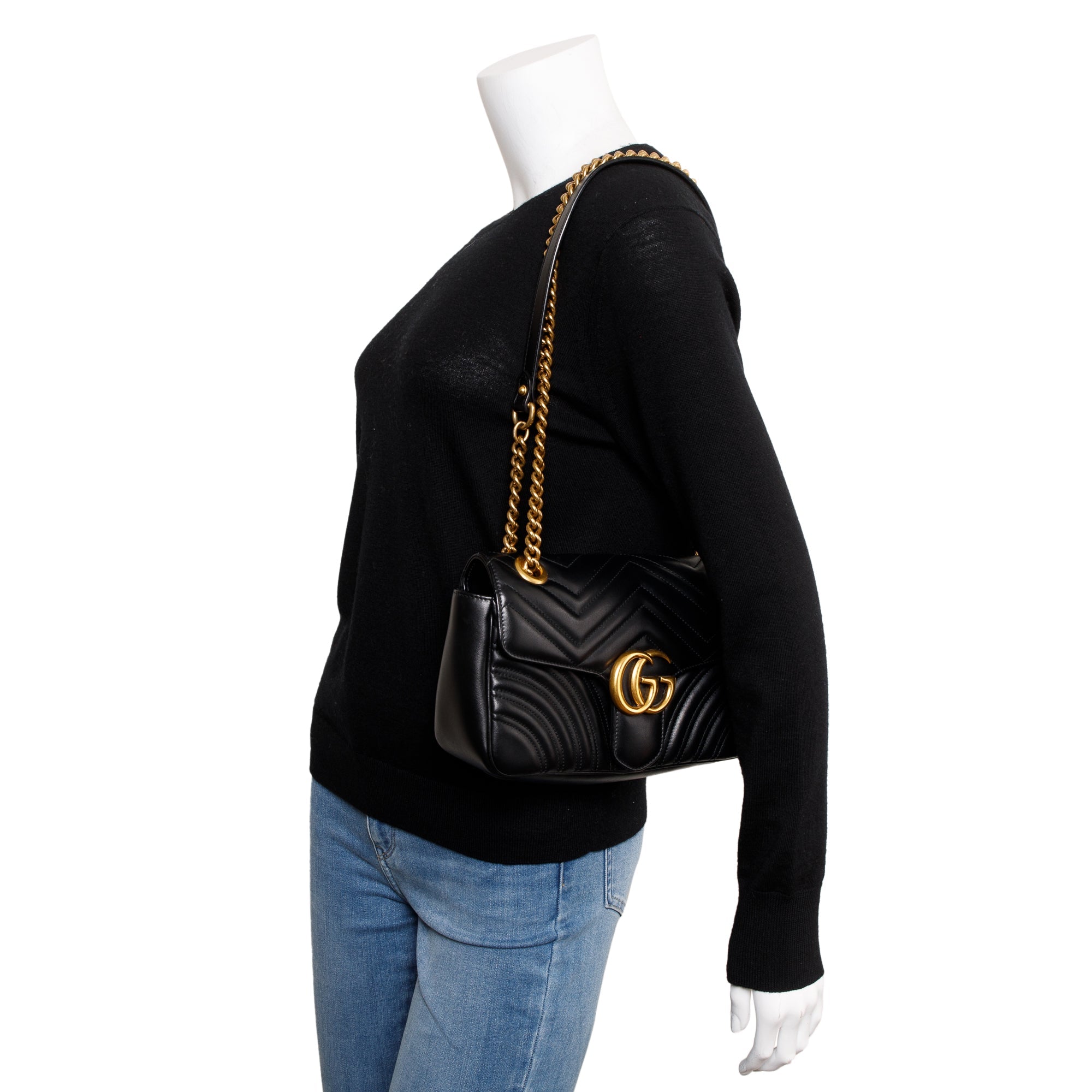 Gucci Black GG Marmont Matelasse Small Shoulder Bag w/ Box