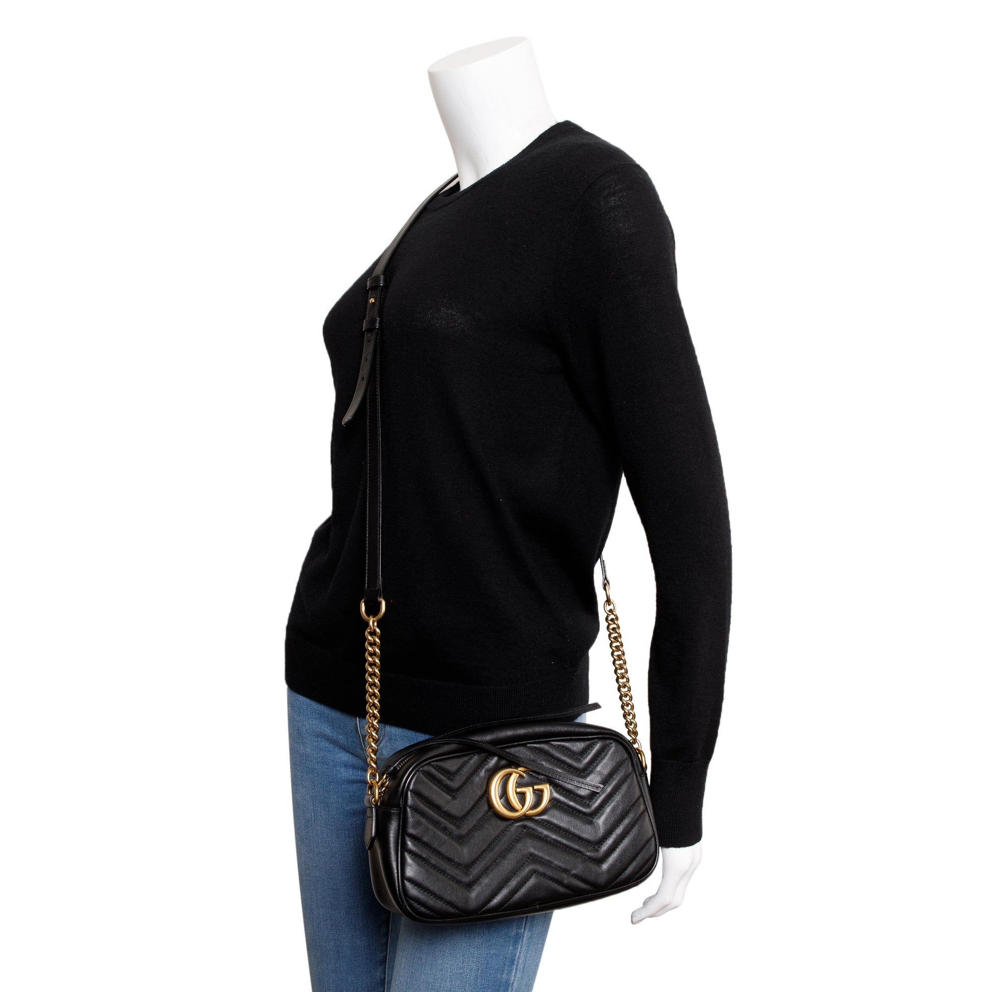 Gucci Black GG Marmont Matelasse Small Shoulder Bag w/ Box