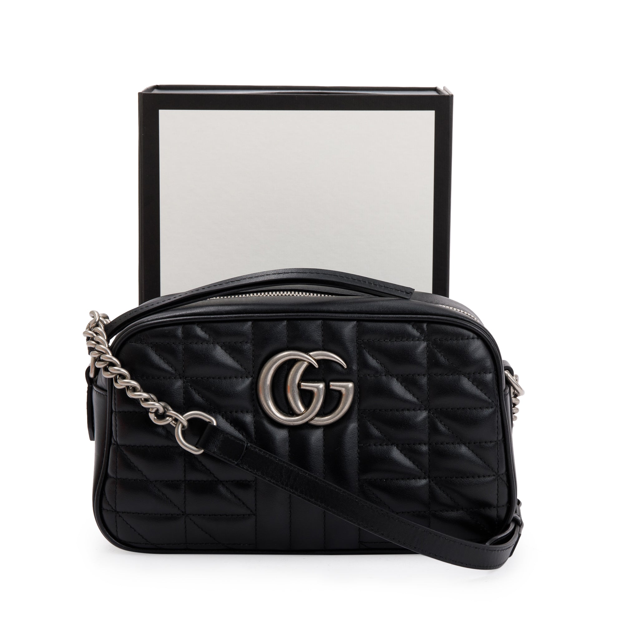 Gucci Black GG Marmont Matelasse Small Shoulder Bag w/ Box