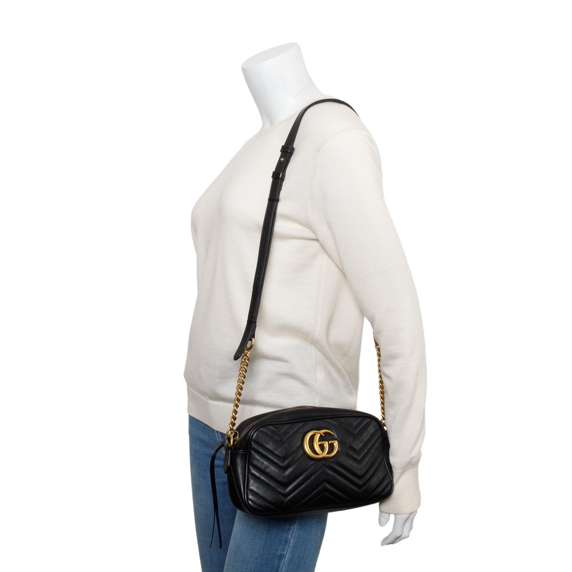 Gucci Black GG Marmont Matelasse Small Shoulder Bag w/ Receipt