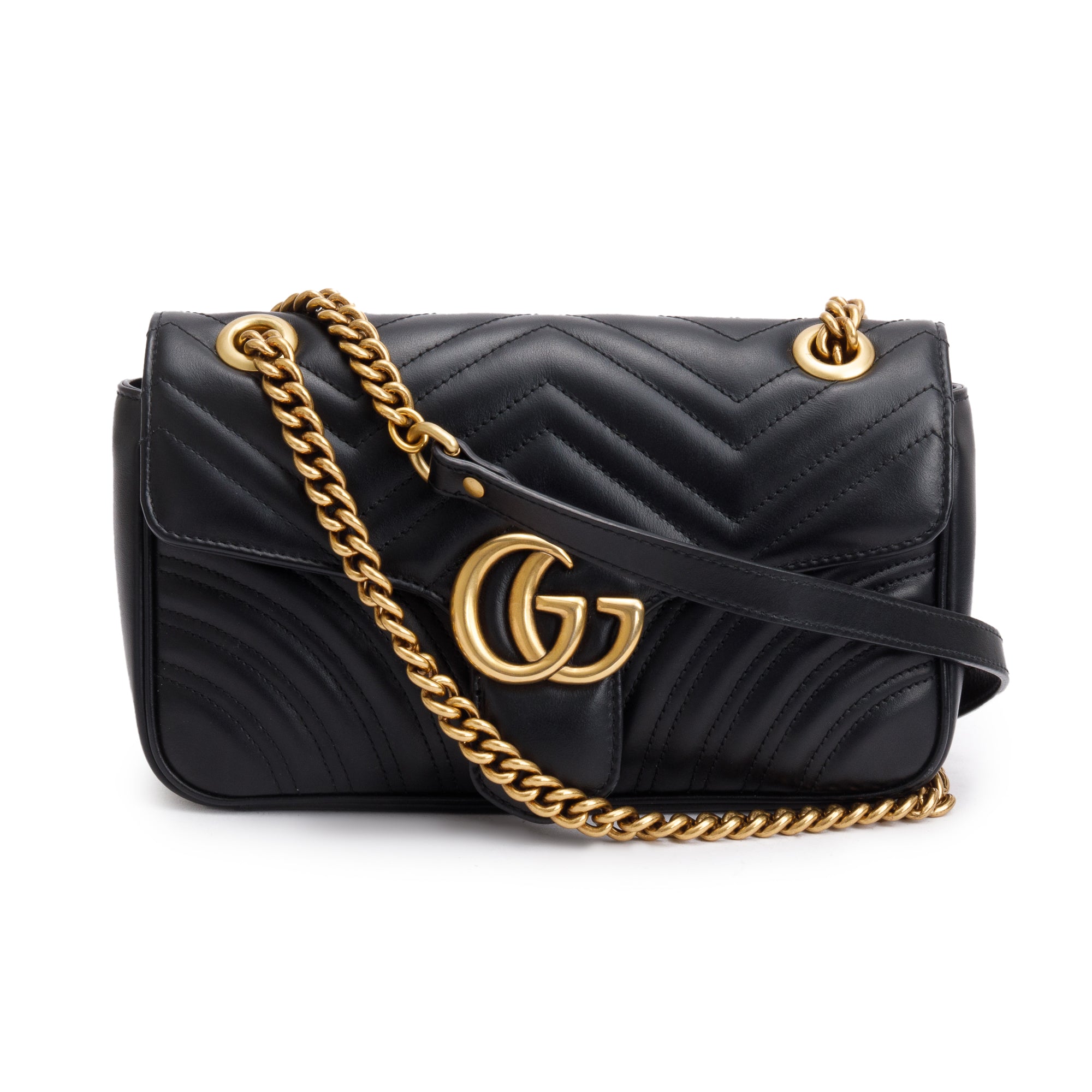 Gucci Black GG Marmont Matelasse Small Shoulder Bag