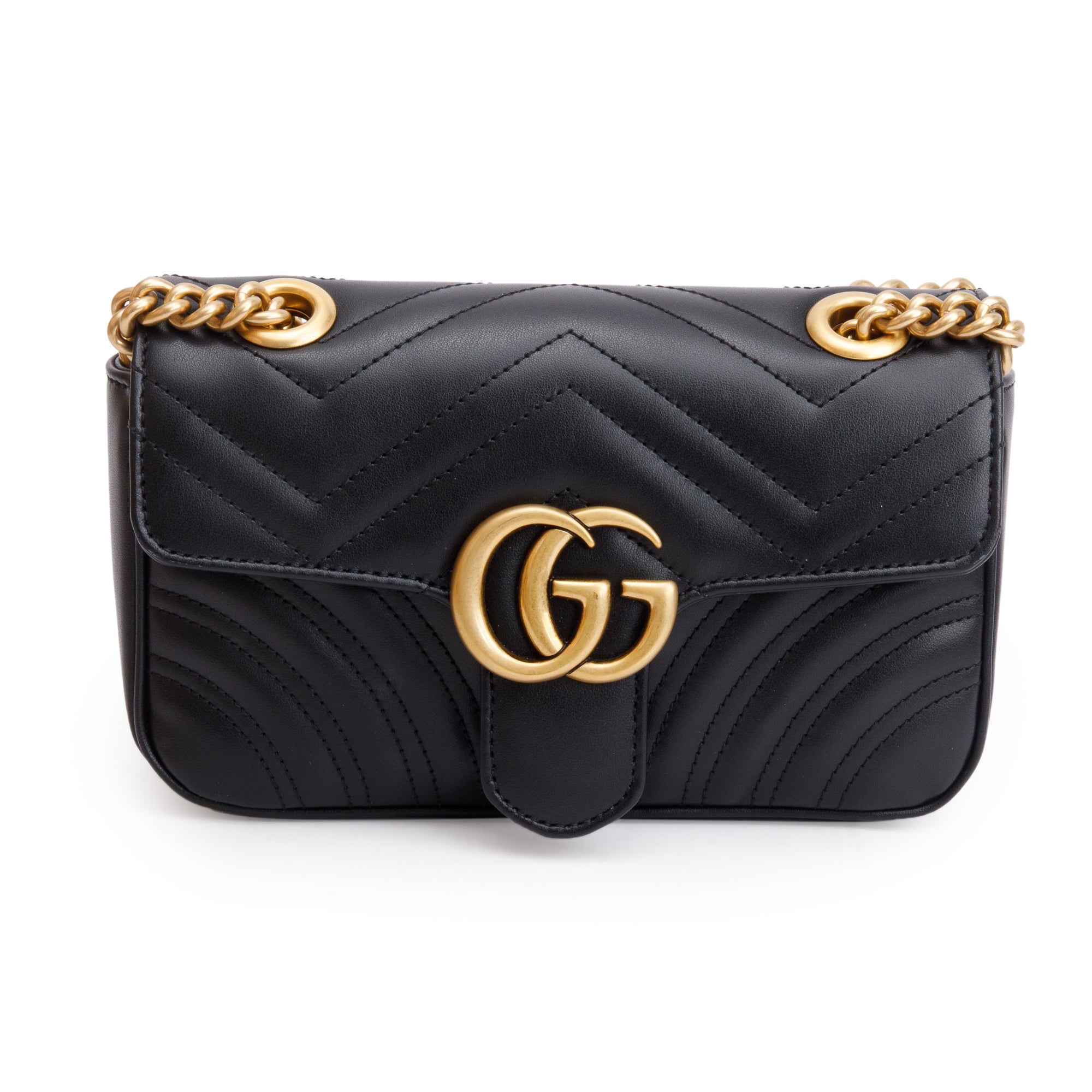 Gucci Black GG Marmont Mini Shoulder Bag w/ Box
