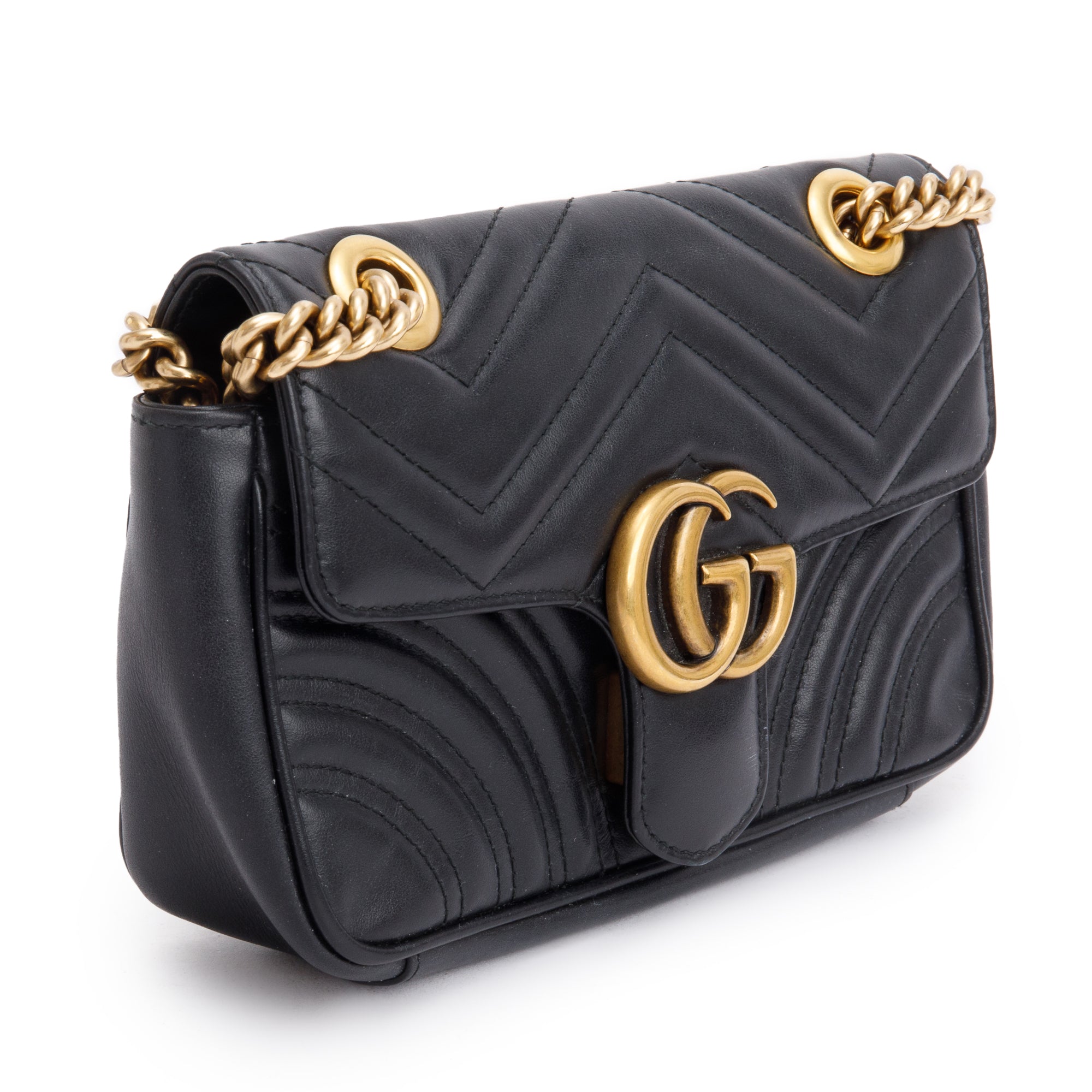 Gucci Black GG Marmont Mini Shoulder Bag w/ Box