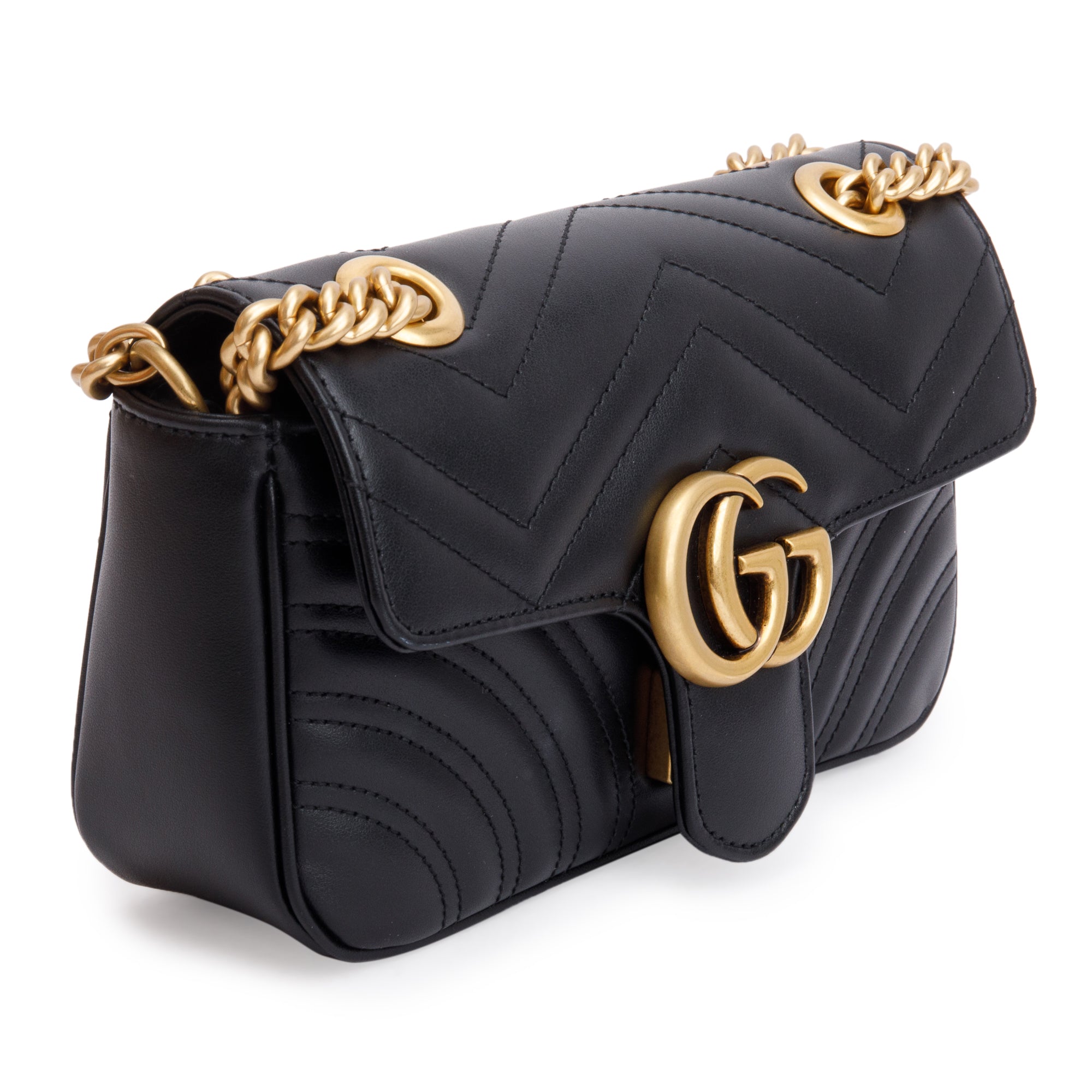 Gucci Black GG Marmont Mini Shoulder Bag w/ Box