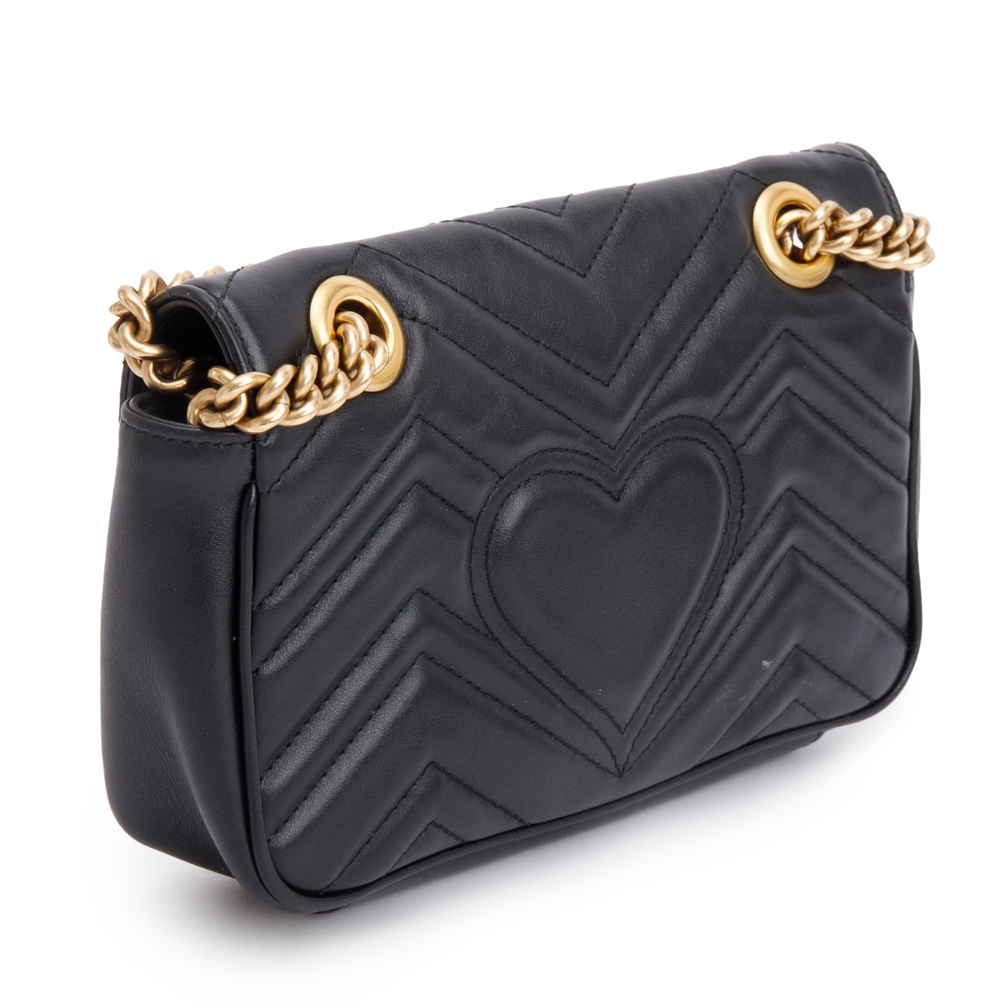 Gucci Black GG Marmont Mini Shoulder Bag w/ Box