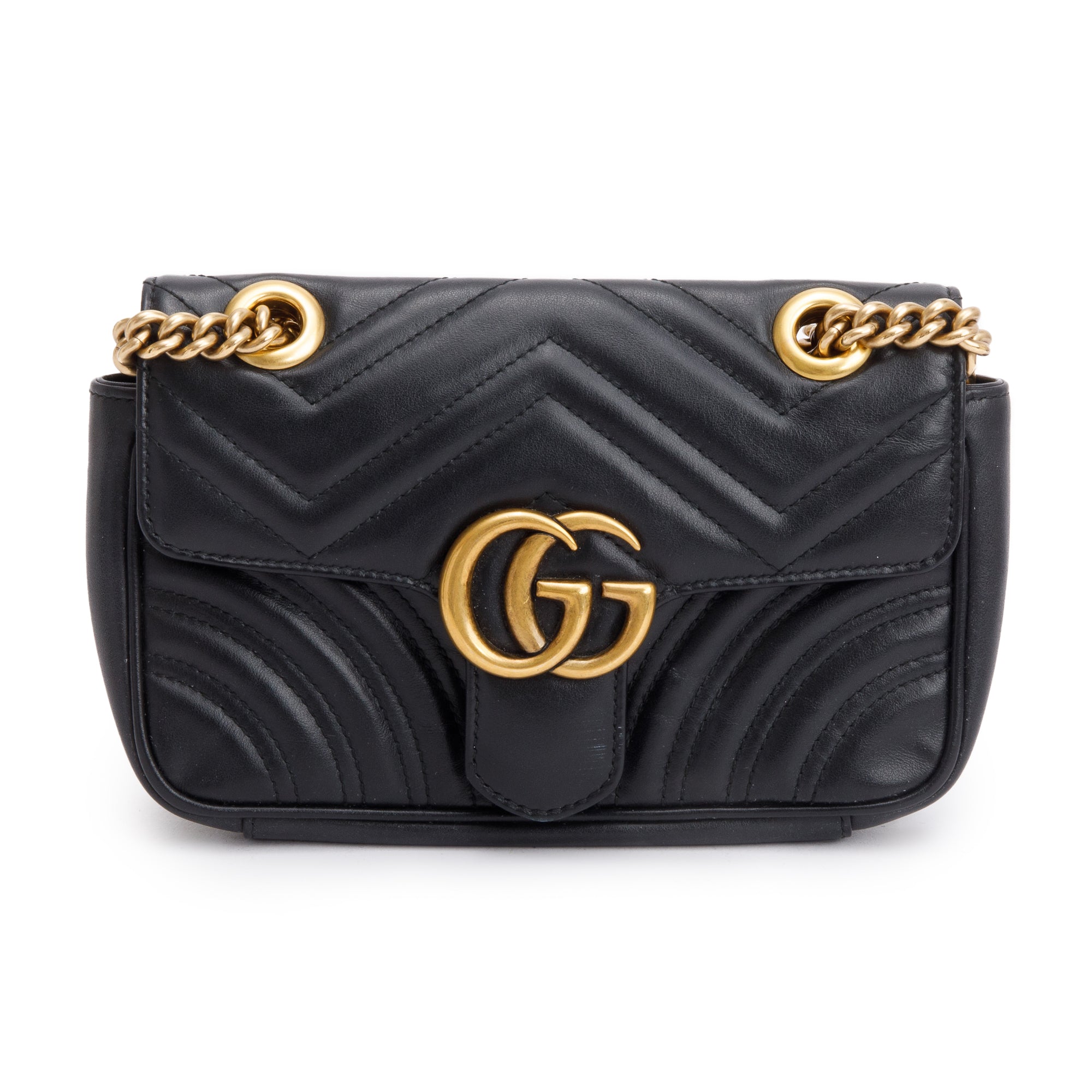 Gucci Black GG Marmont Mini Shoulder Bag w/ Box