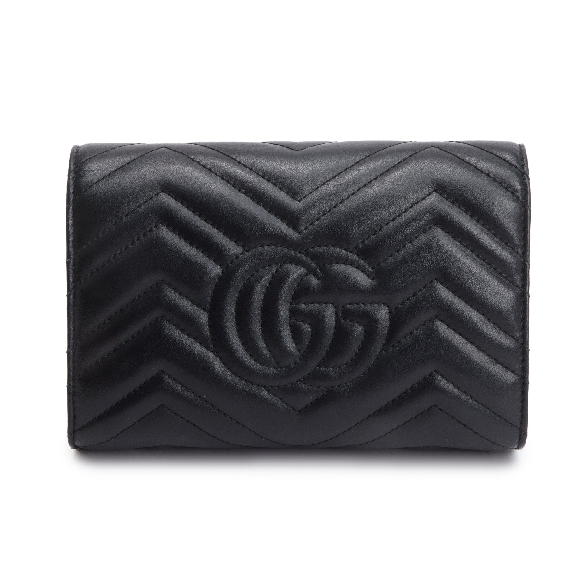 Gucci Black GG Marmont Mini Wallet on Chain w/ Box