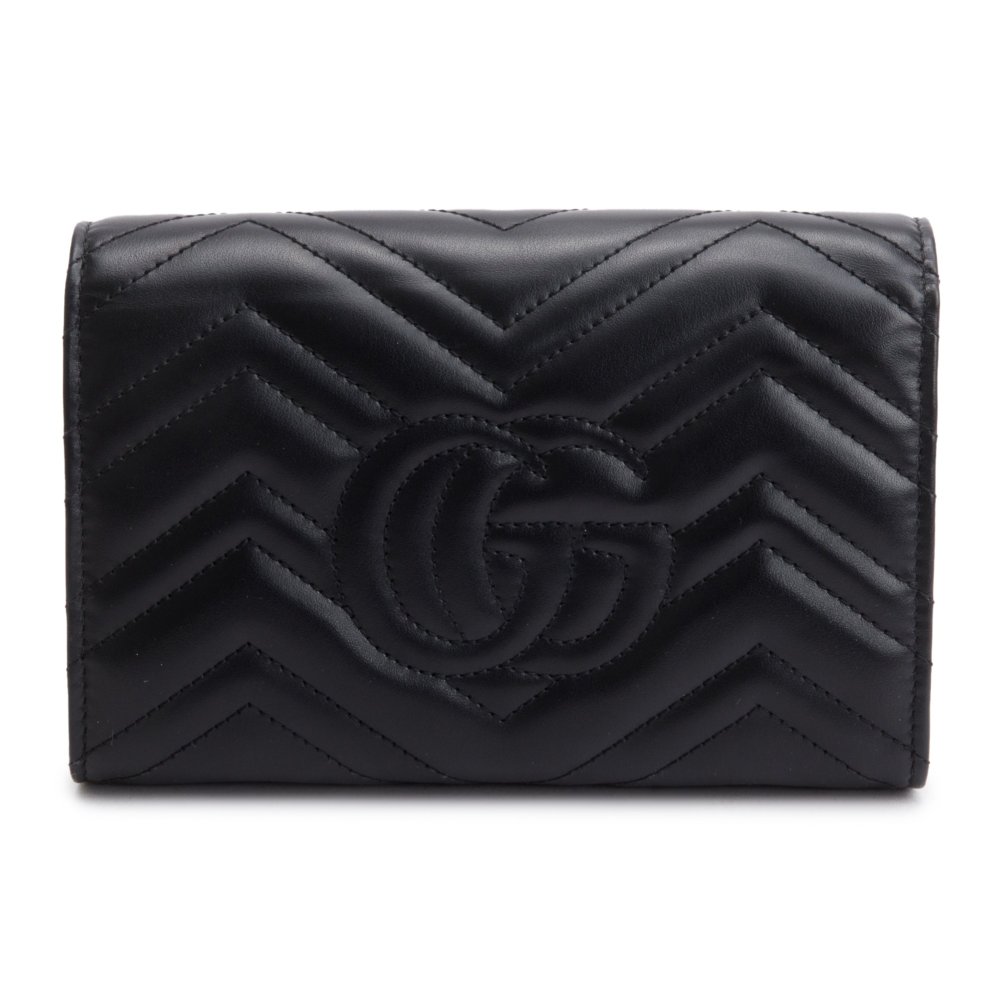 Gucci Black GG Marmont Mini Wallet on Chain w/ Box