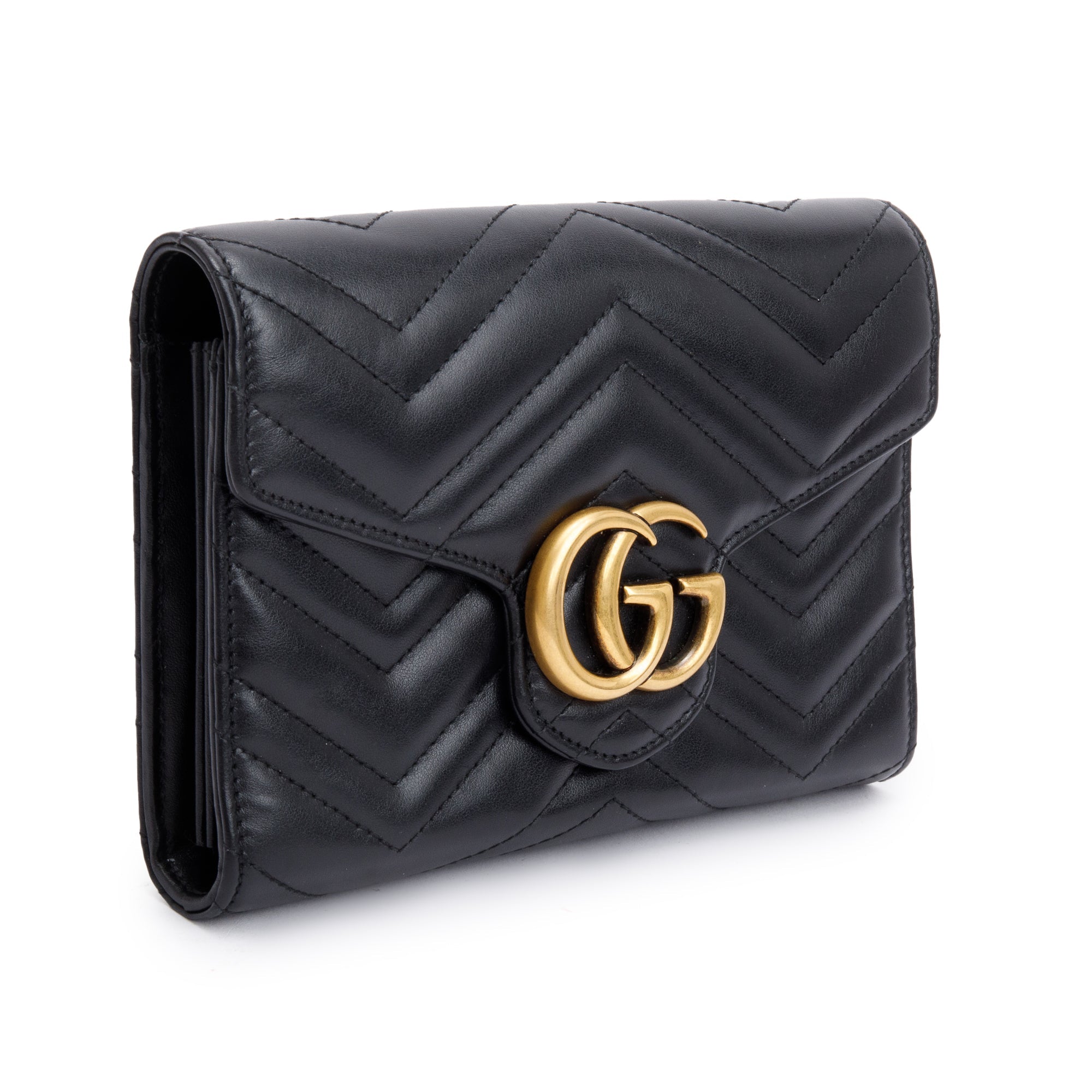 Gucci Black GG Marmont Mini Wallet on Chain w/ Box
