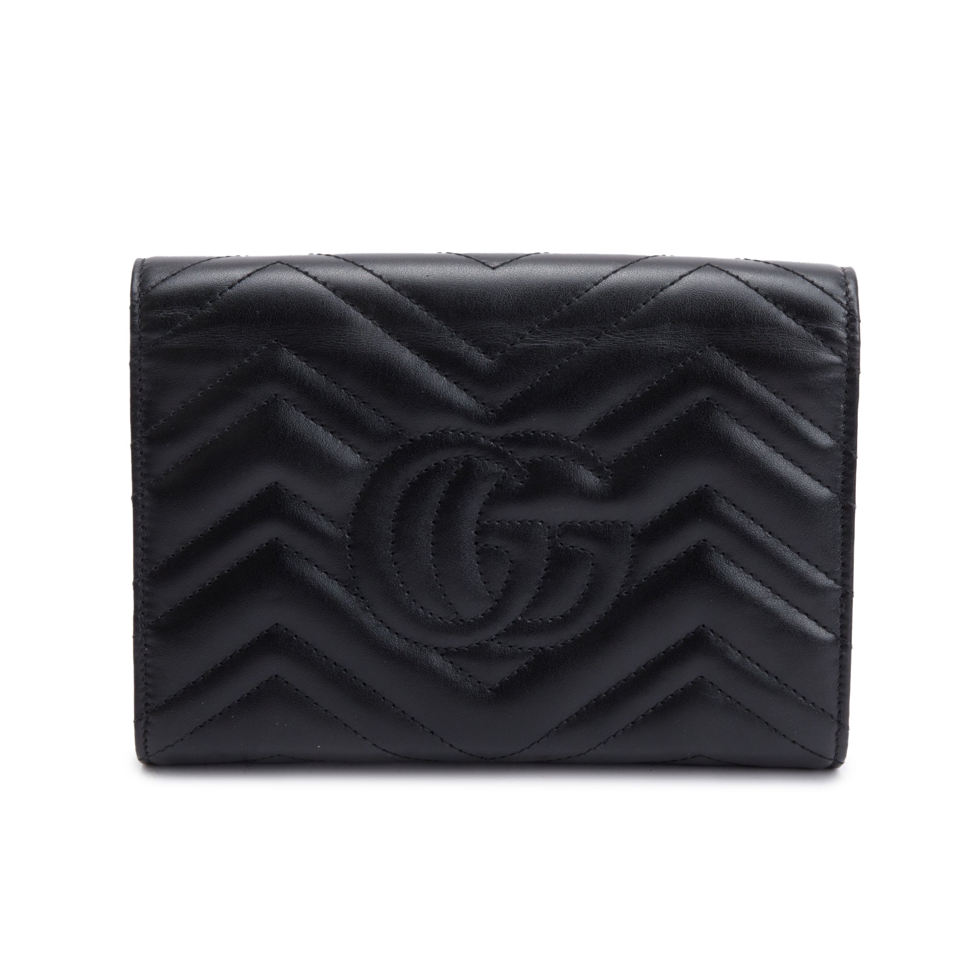 Gucci Black GG Marmont Mini Wallet on Chain w/ Box