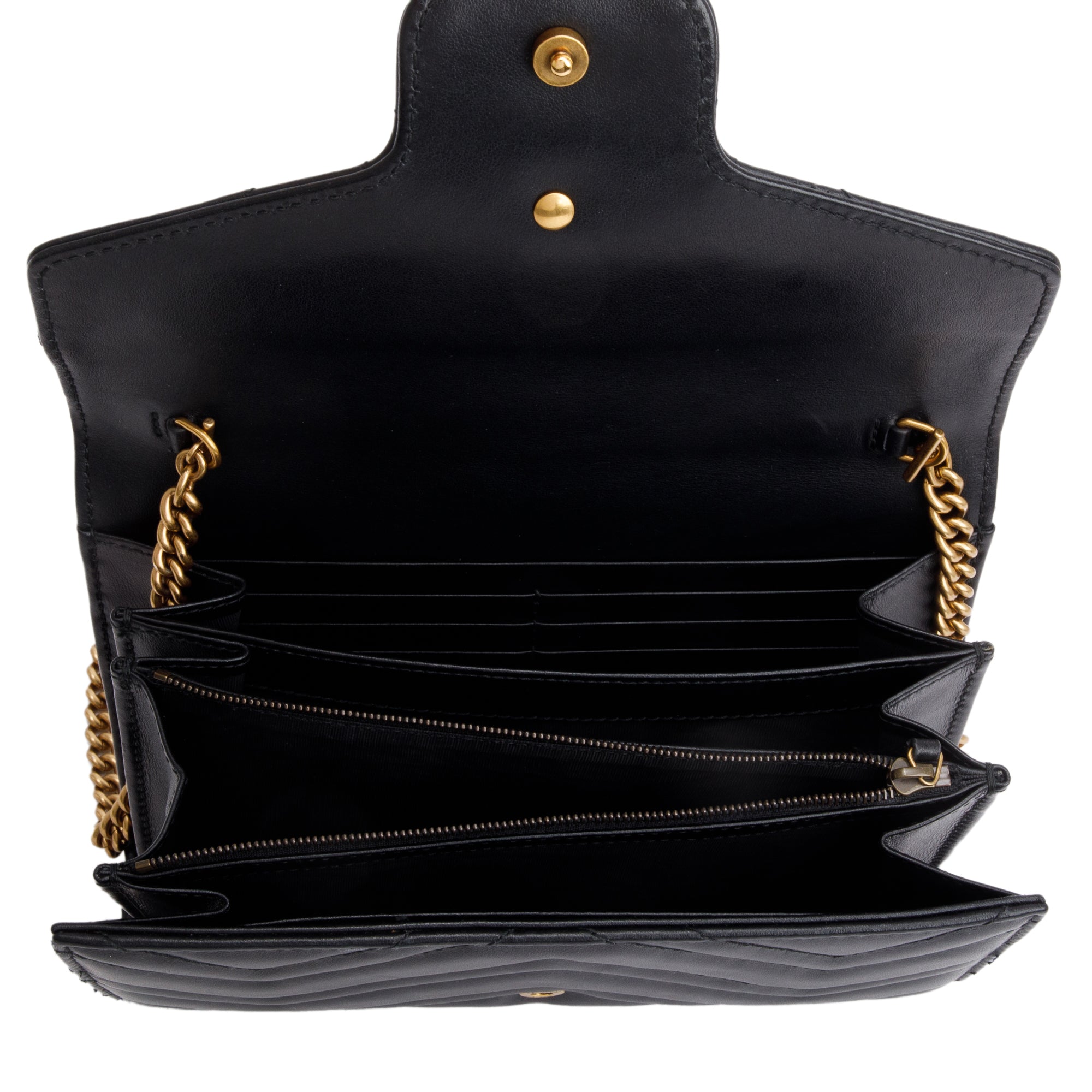 Gucci Black GG Marmont Mini Wallet on Chain w/ Box