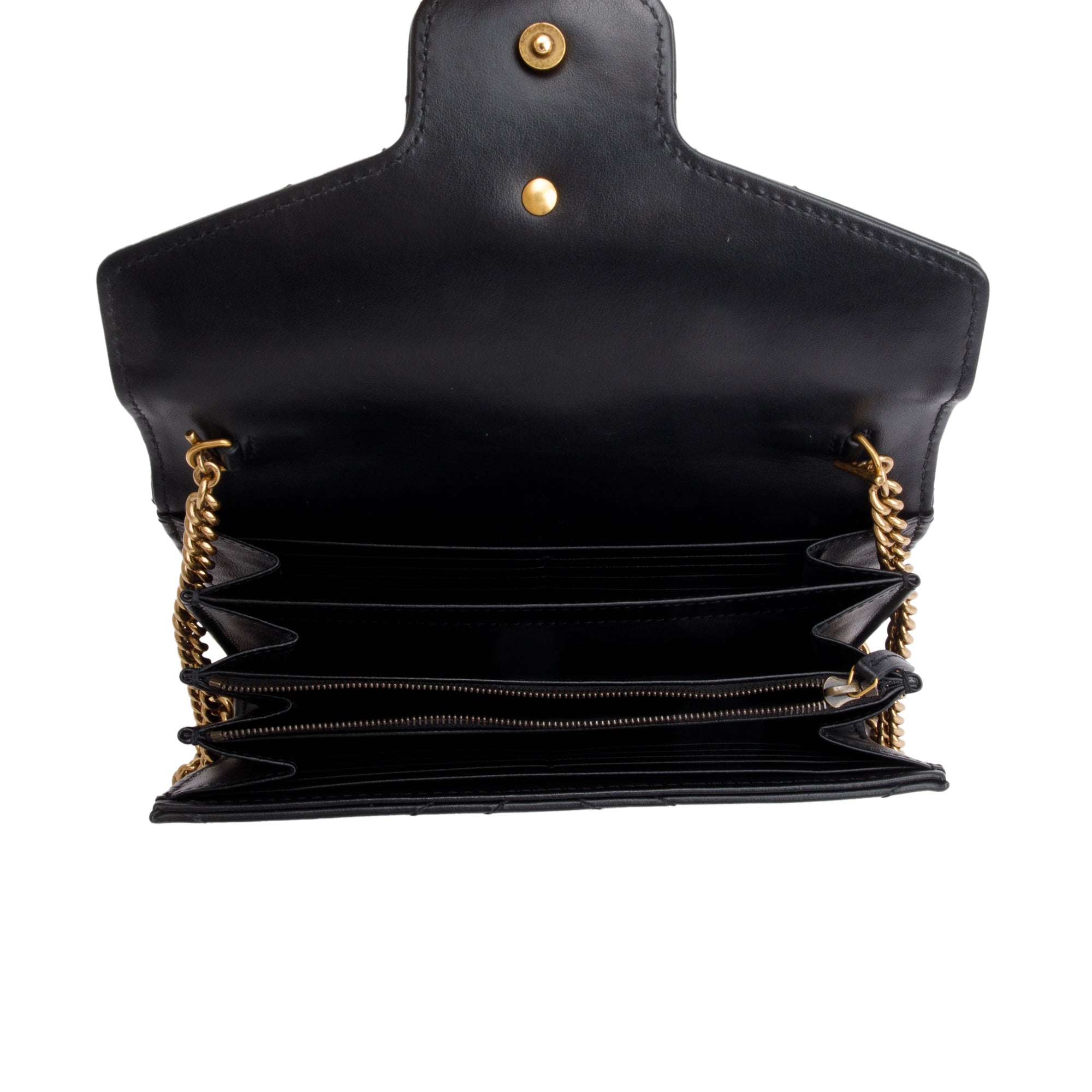 Gucci Black GG Marmont Mini Wallet on Chain w/ Box