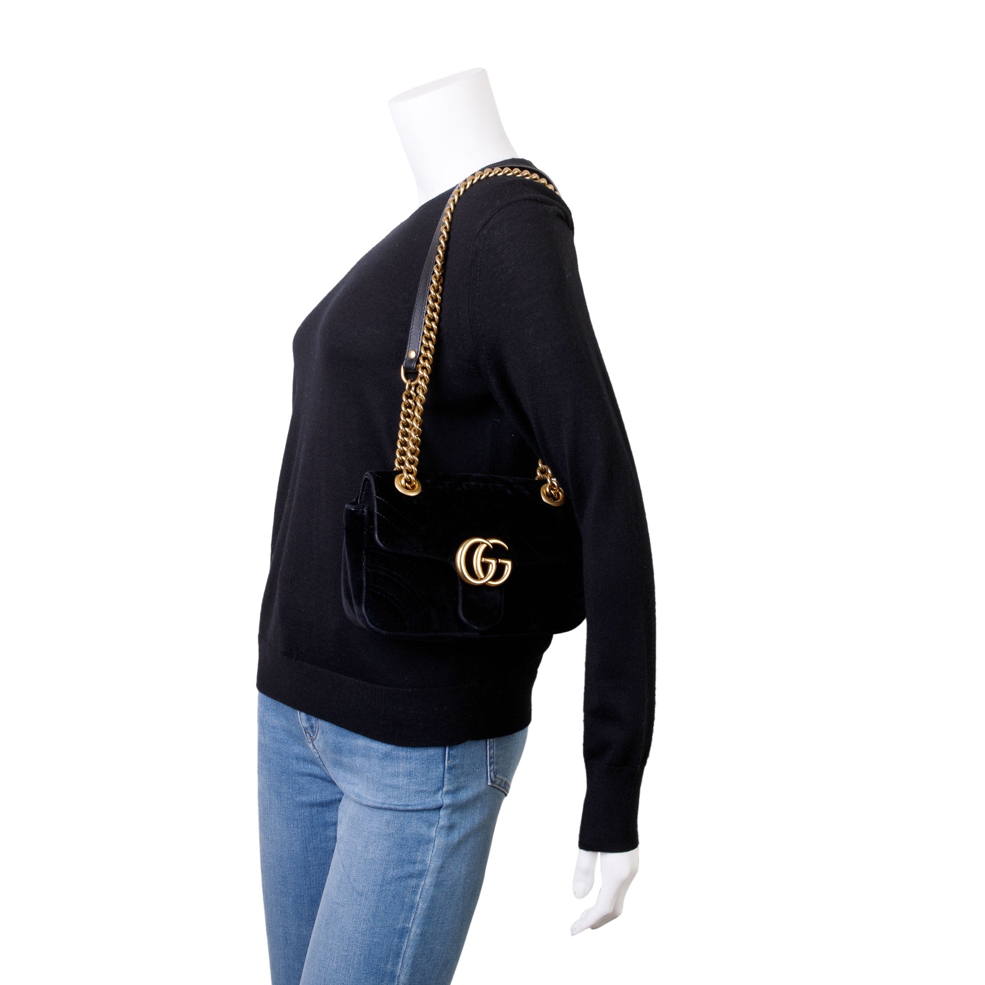 Gucci Black GG Marmont Velvet Mini Bag