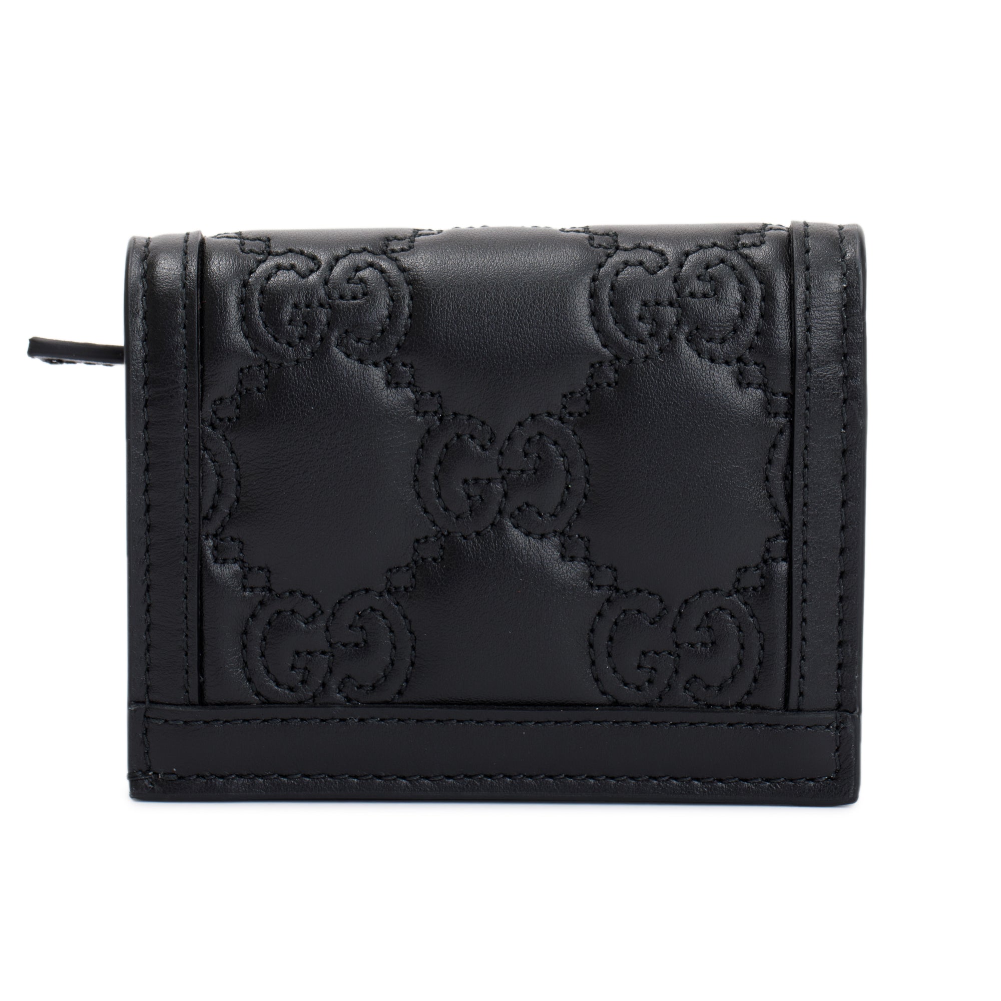 Gucci Black GG Matelasse Leather Card Case Wallet w/ Box