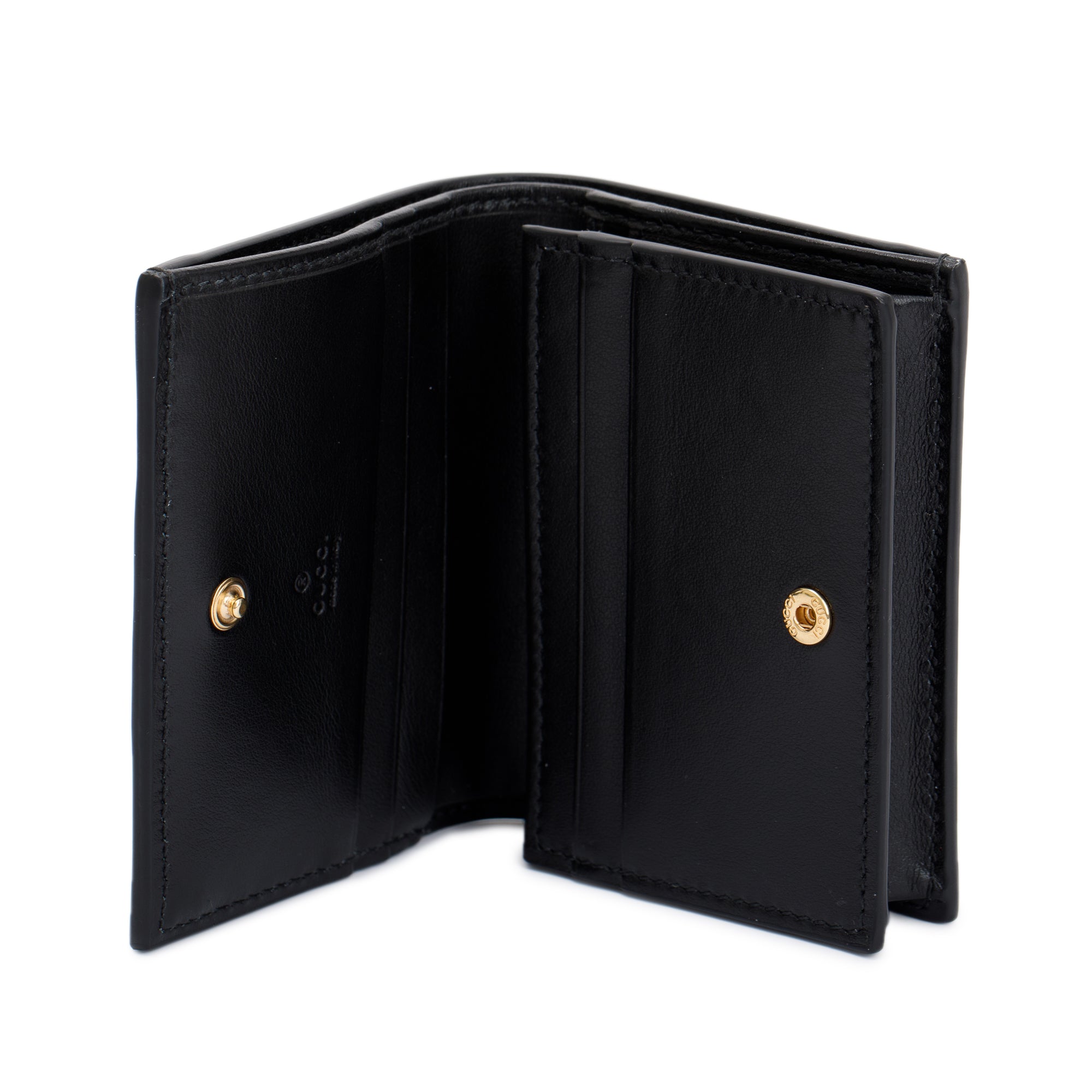 Gucci Black GG Matelasse Leather Card Case Wallet w/ Box